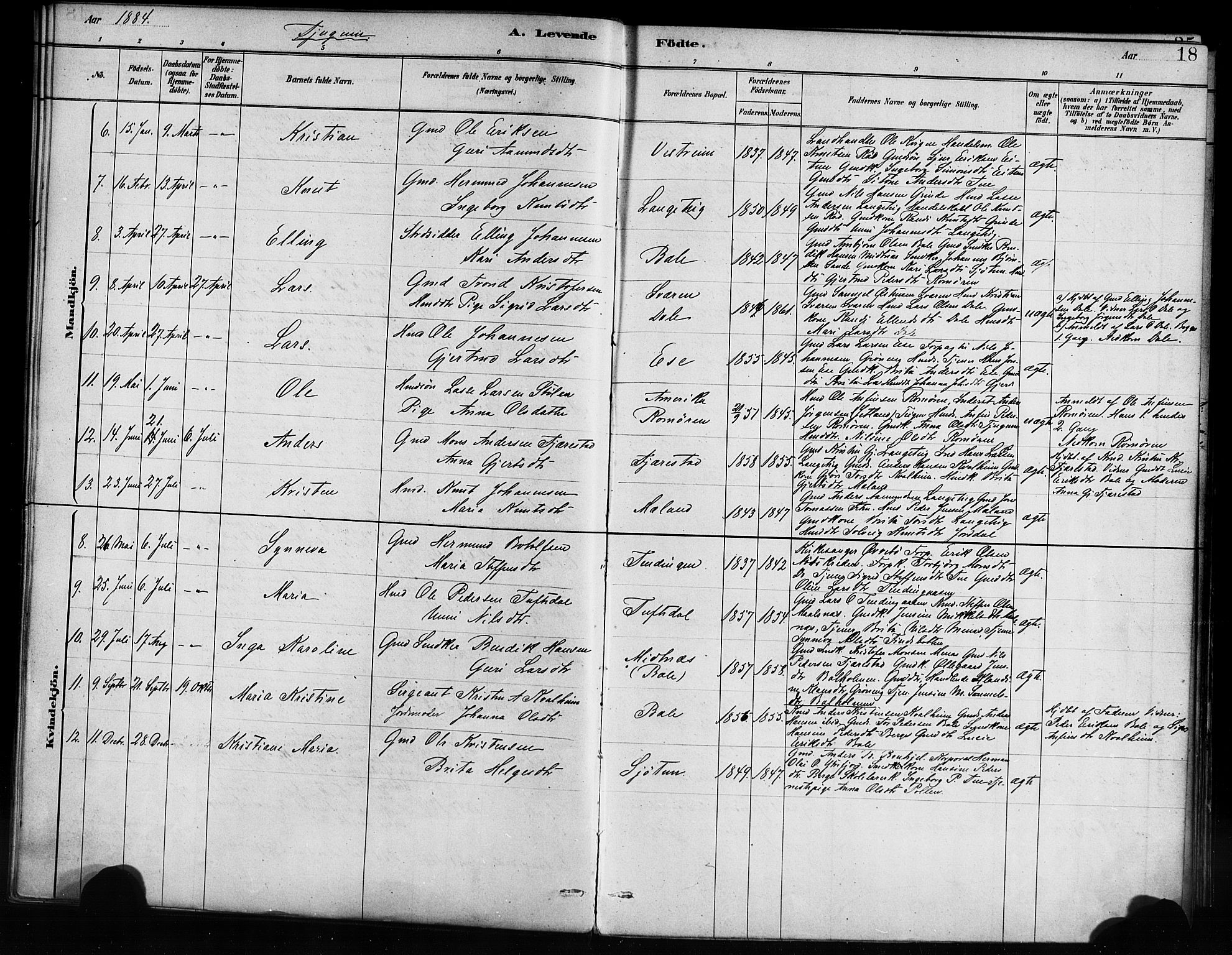 Balestrand sokneprestembete, AV/SAB-A-79601/H/Haa/Haaa/L0004: Parish register (official) no. A 4 / 1, 1879-1888, p. 18