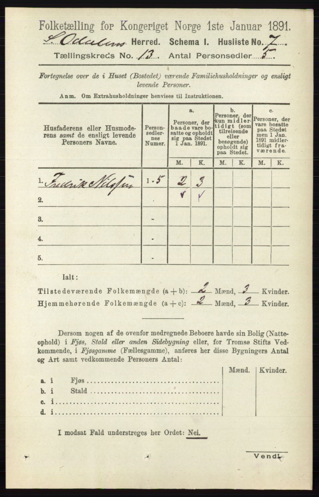 RA, 1891 census for 0419 Sør-Odal, 1891, p. 5513