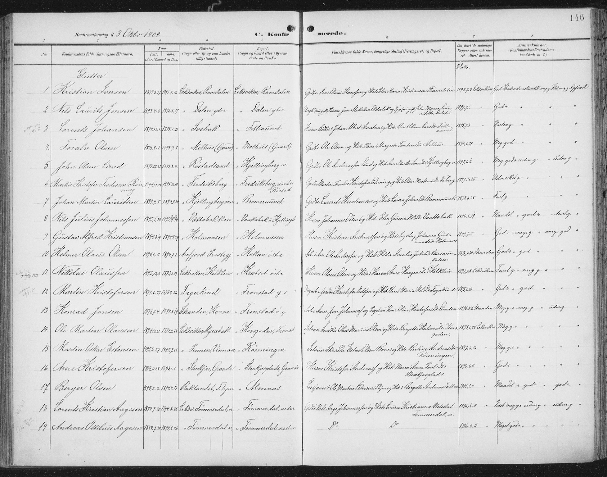 Ministerialprotokoller, klokkerbøker og fødselsregistre - Nord-Trøndelag, SAT/A-1458/701/L0011: Parish register (official) no. 701A11, 1899-1915, p. 146