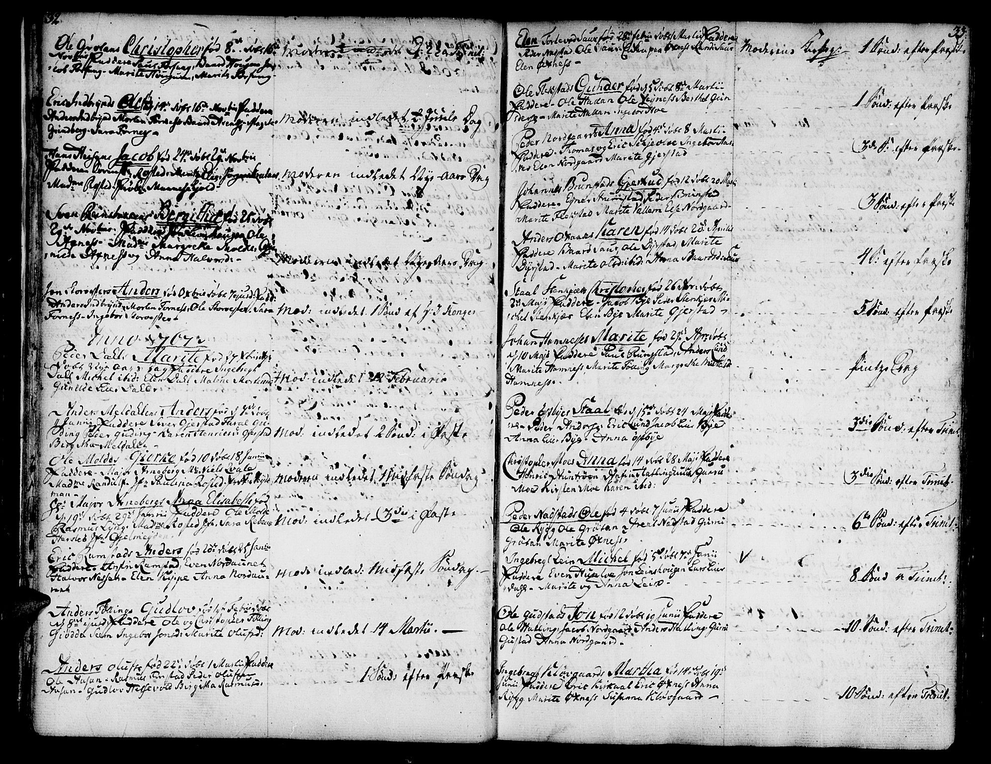 Ministerialprotokoller, klokkerbøker og fødselsregistre - Nord-Trøndelag, SAT/A-1458/746/L0440: Parish register (official) no. 746A02, 1760-1815, p. 32-33