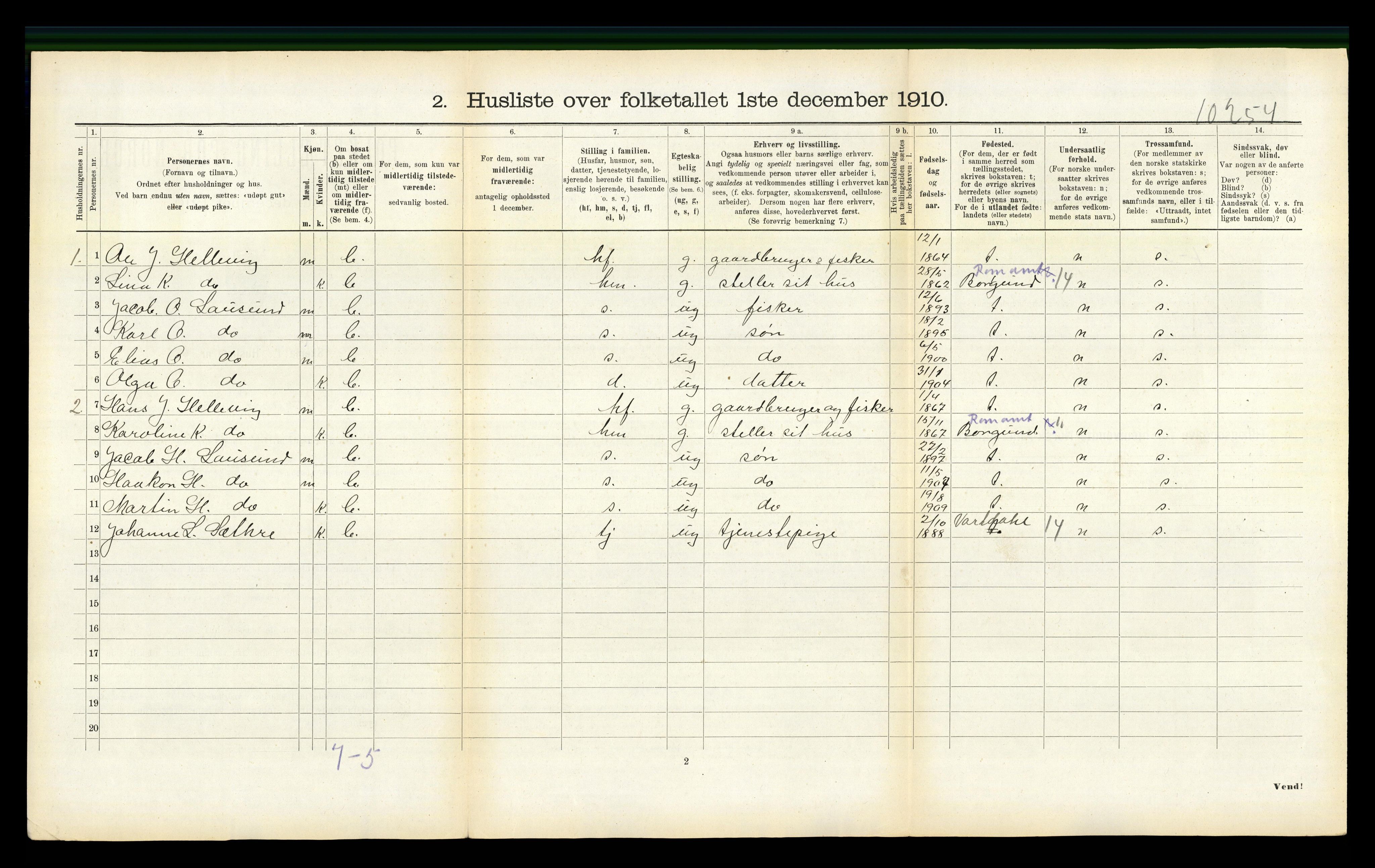 RA, 1910 census for Haram, 1910, p. 608