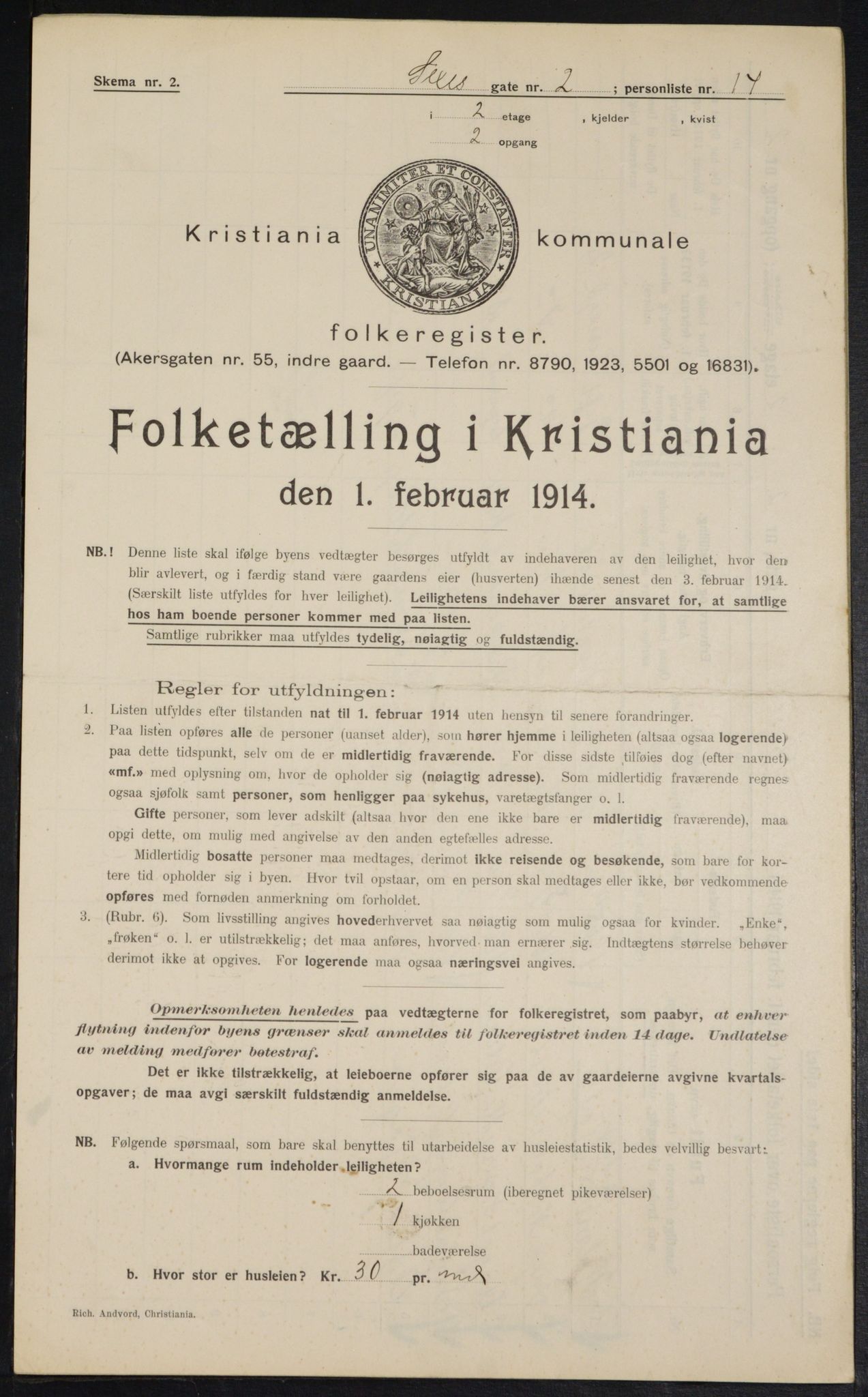 OBA, Municipal Census 1914 for Kristiania, 1914, p. 94437