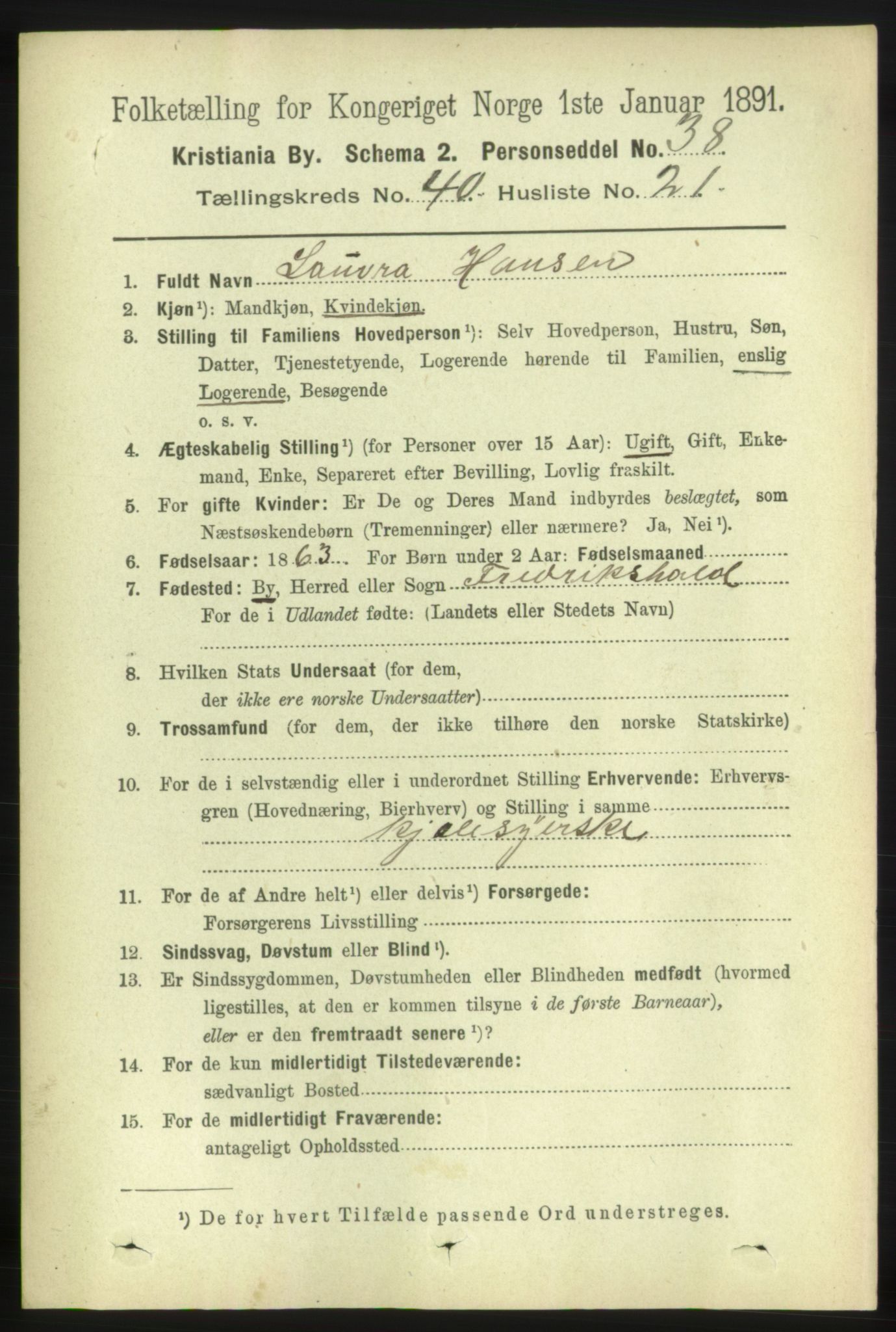 RA, 1891 census for 0301 Kristiania, 1891, p. 23536