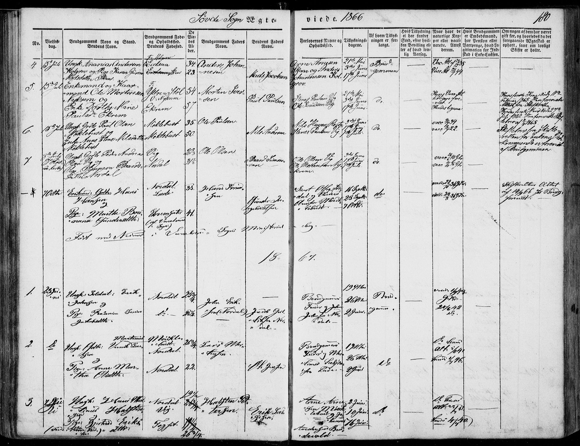 Ministerialprotokoller, klokkerbøker og fødselsregistre - Møre og Romsdal, AV/SAT-A-1454/502/L0023: Parish register (official) no. 502A01, 1844-1873, p. 180