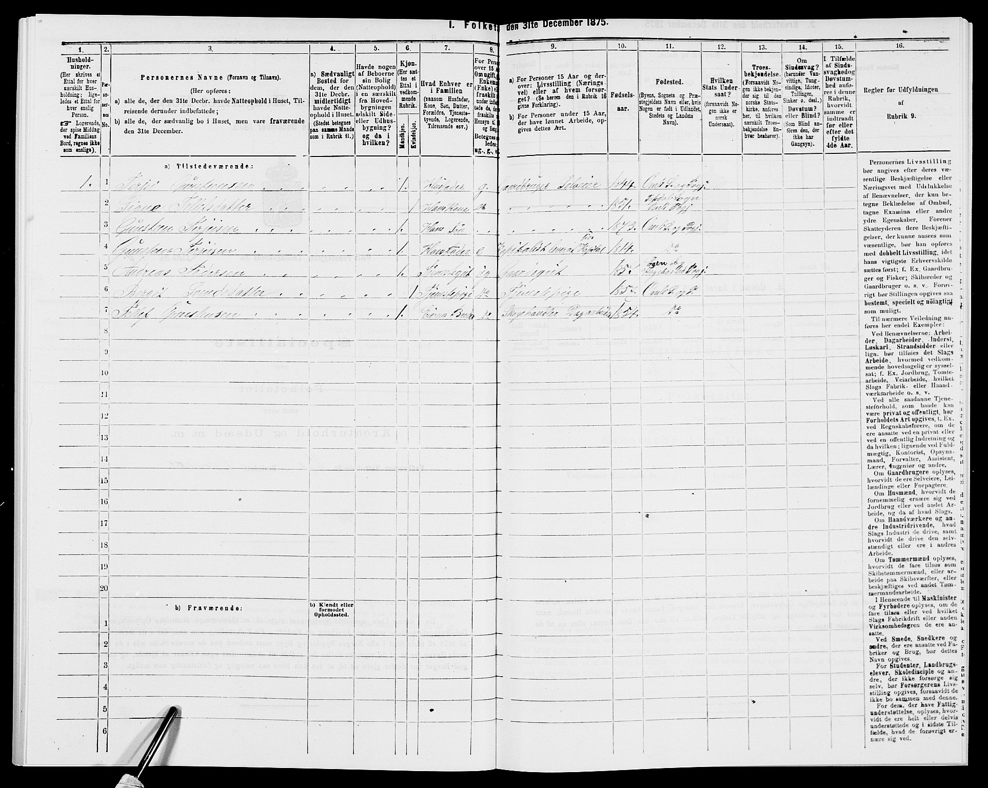 SAK, 1875 census for 0929P Åmli, 1875, p. 236