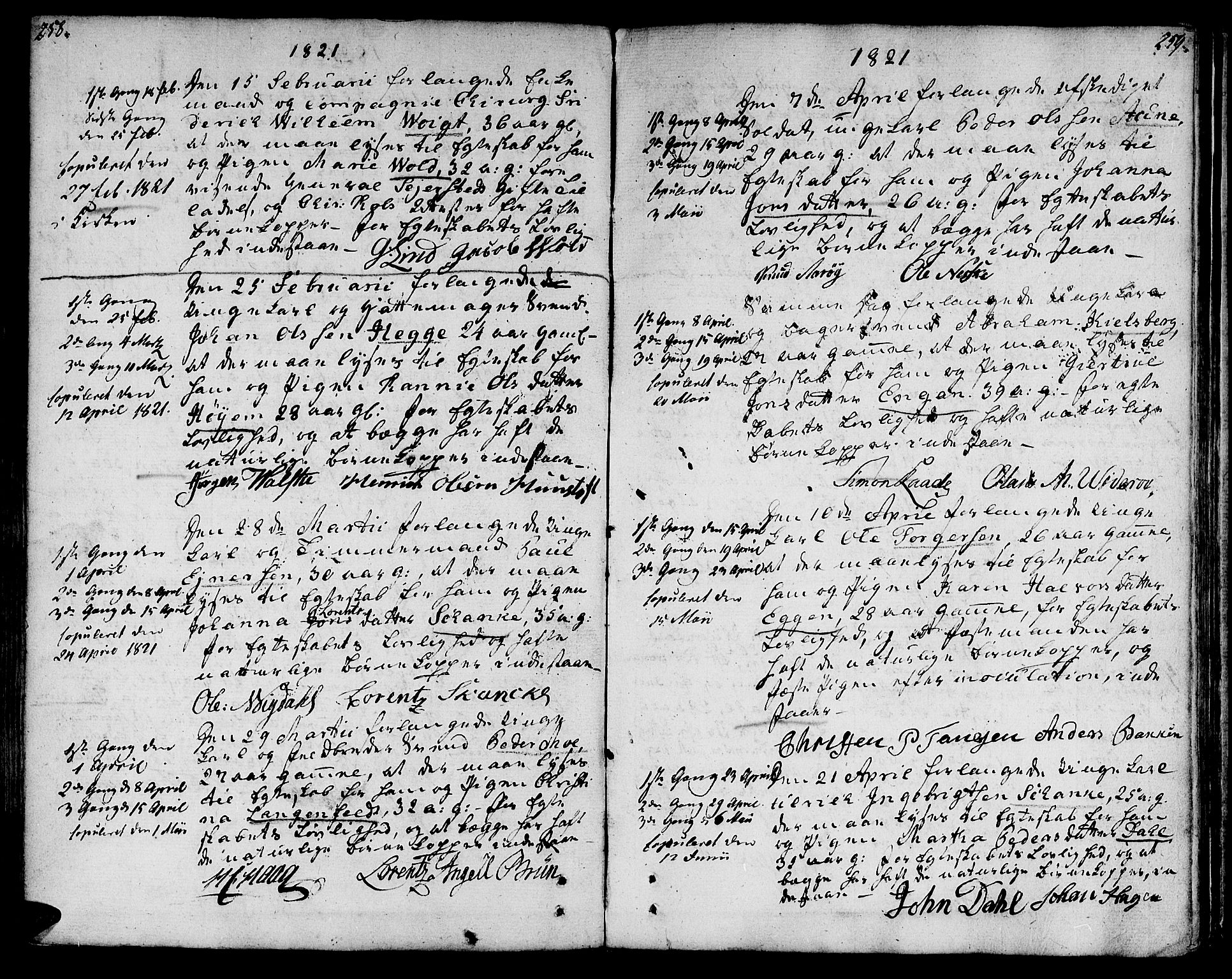 Ministerialprotokoller, klokkerbøker og fødselsregistre - Sør-Trøndelag, SAT/A-1456/601/L0042: Parish register (official) no. 601A10, 1802-1830, p. 258-259