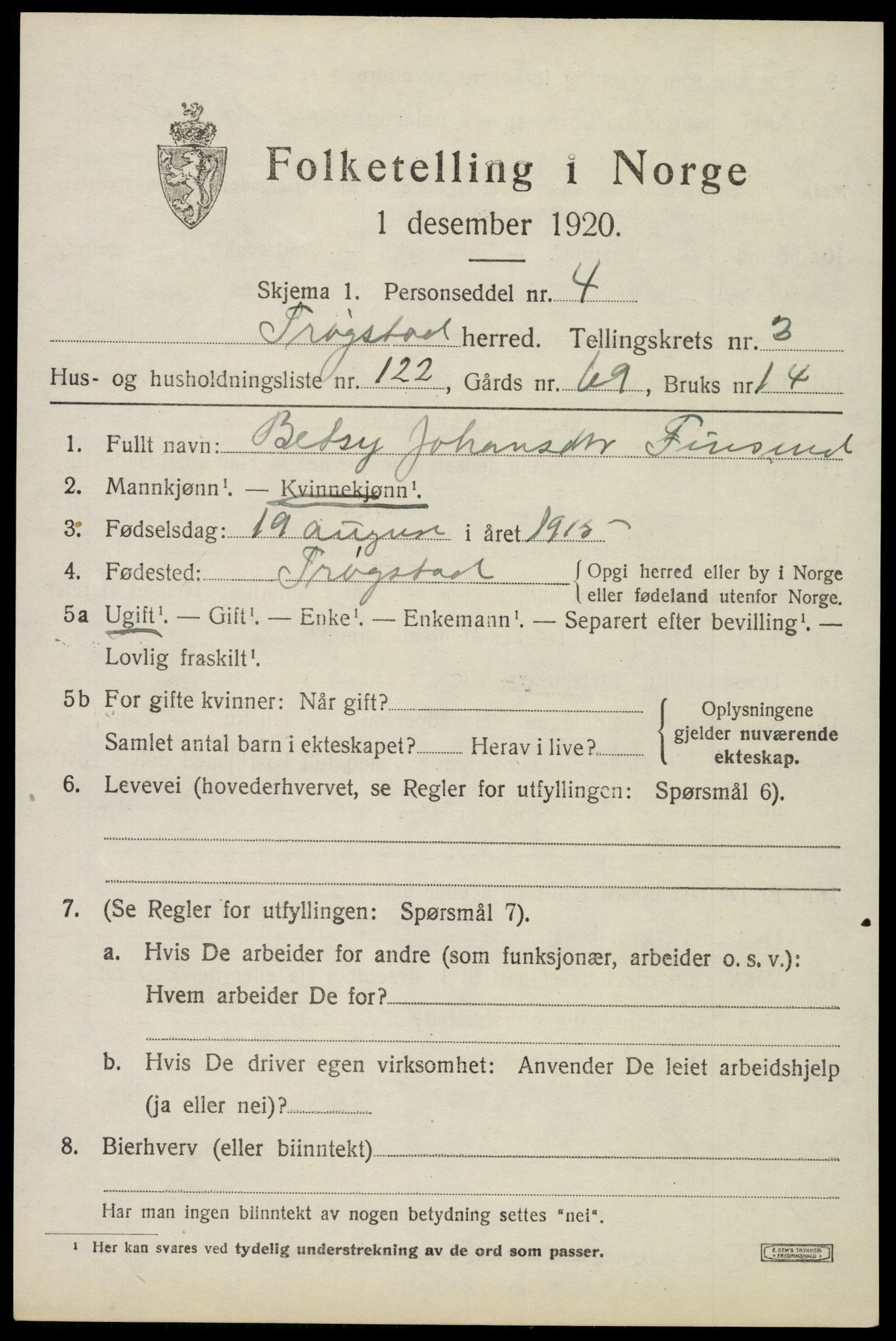 SAO, 1920 census for Trøgstad, 1920, p. 4640