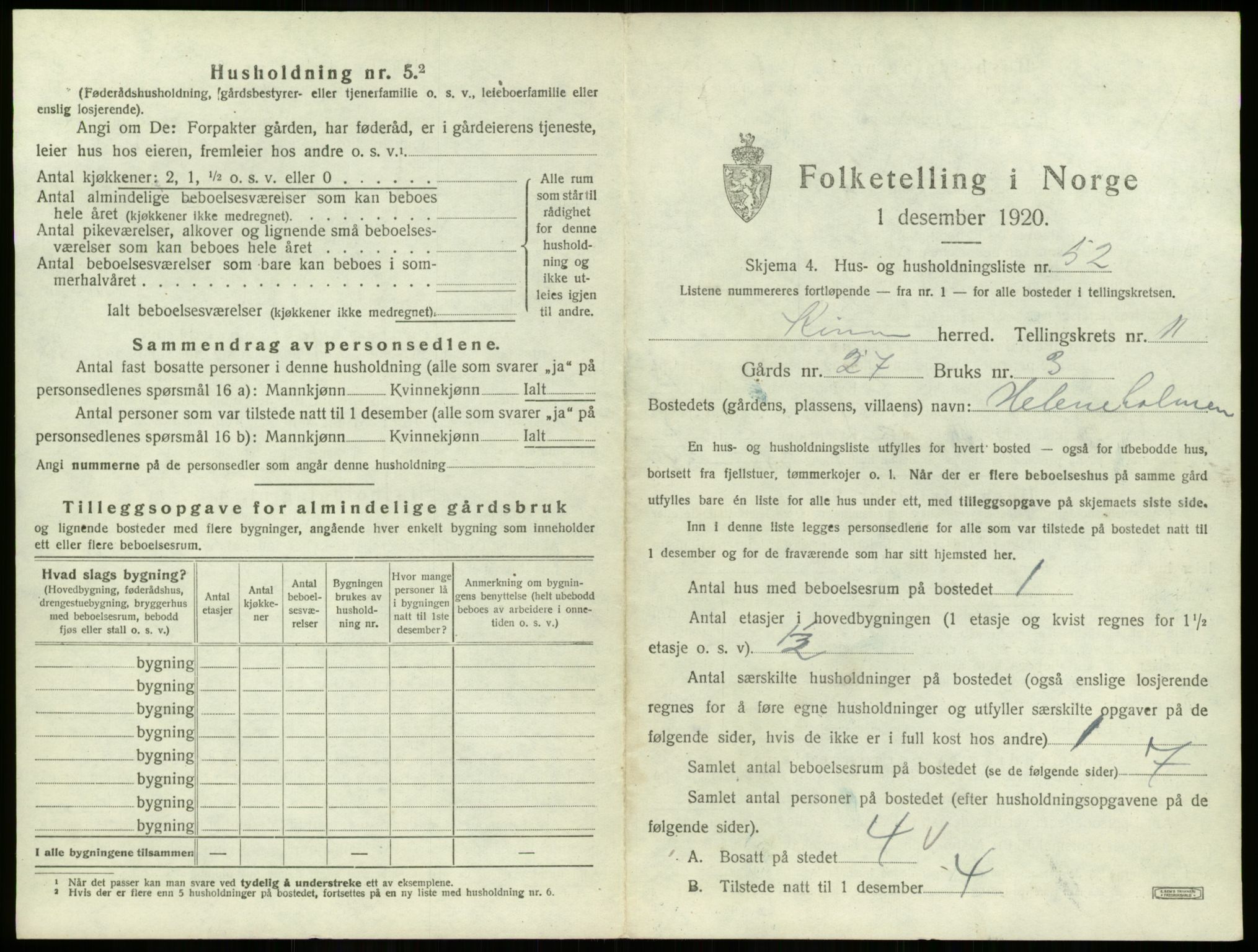 SAB, 1920 census for Kinn, 1920, p. 510