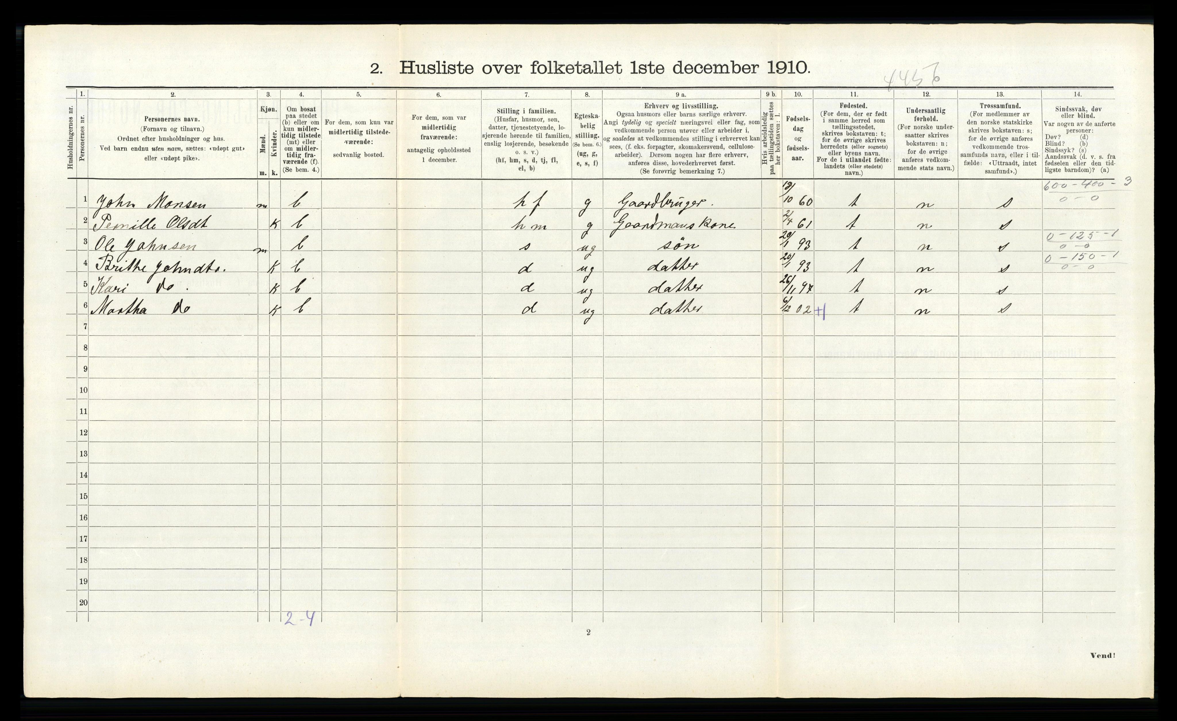 RA, 1910 census for Innvik, 1910, p. 495