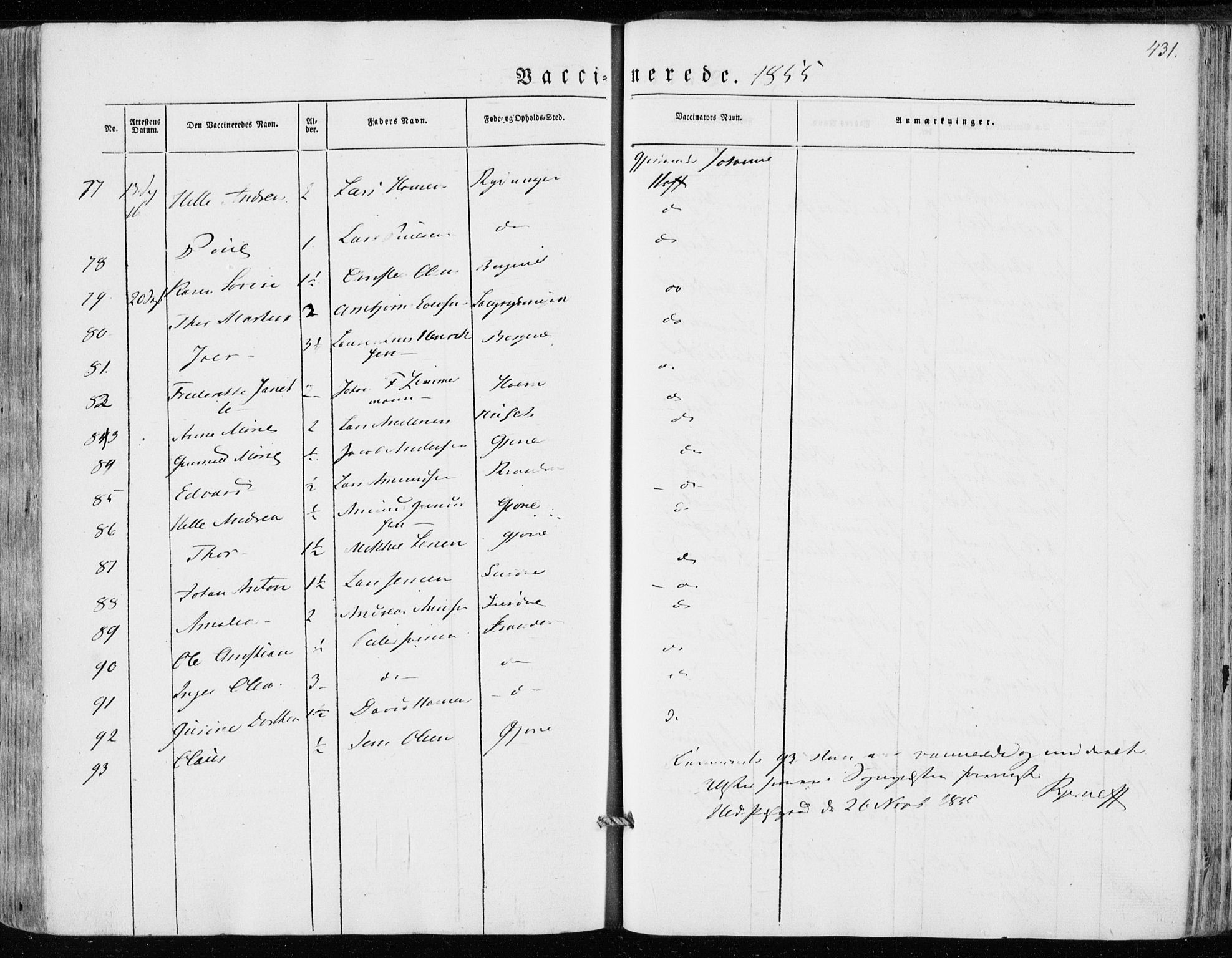 Hedrum kirkebøker, AV/SAKO-A-344/F/Fa/L0006: Parish register (official) no. I 6, 1849-1857, p. 431