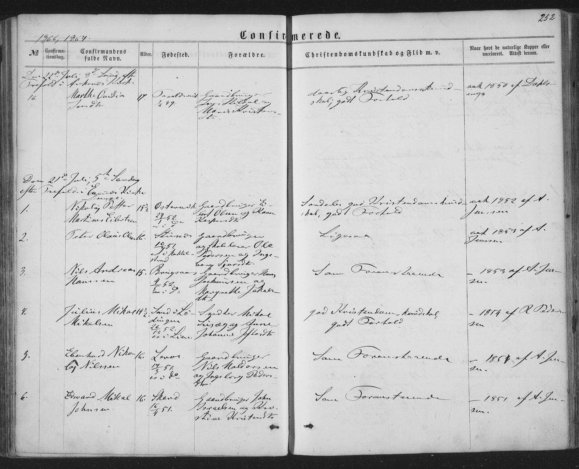 Ministerialprotokoller, klokkerbøker og fødselsregistre - Nordland, SAT/A-1459/863/L0896: Parish register (official) no. 863A08, 1861-1871, p. 252