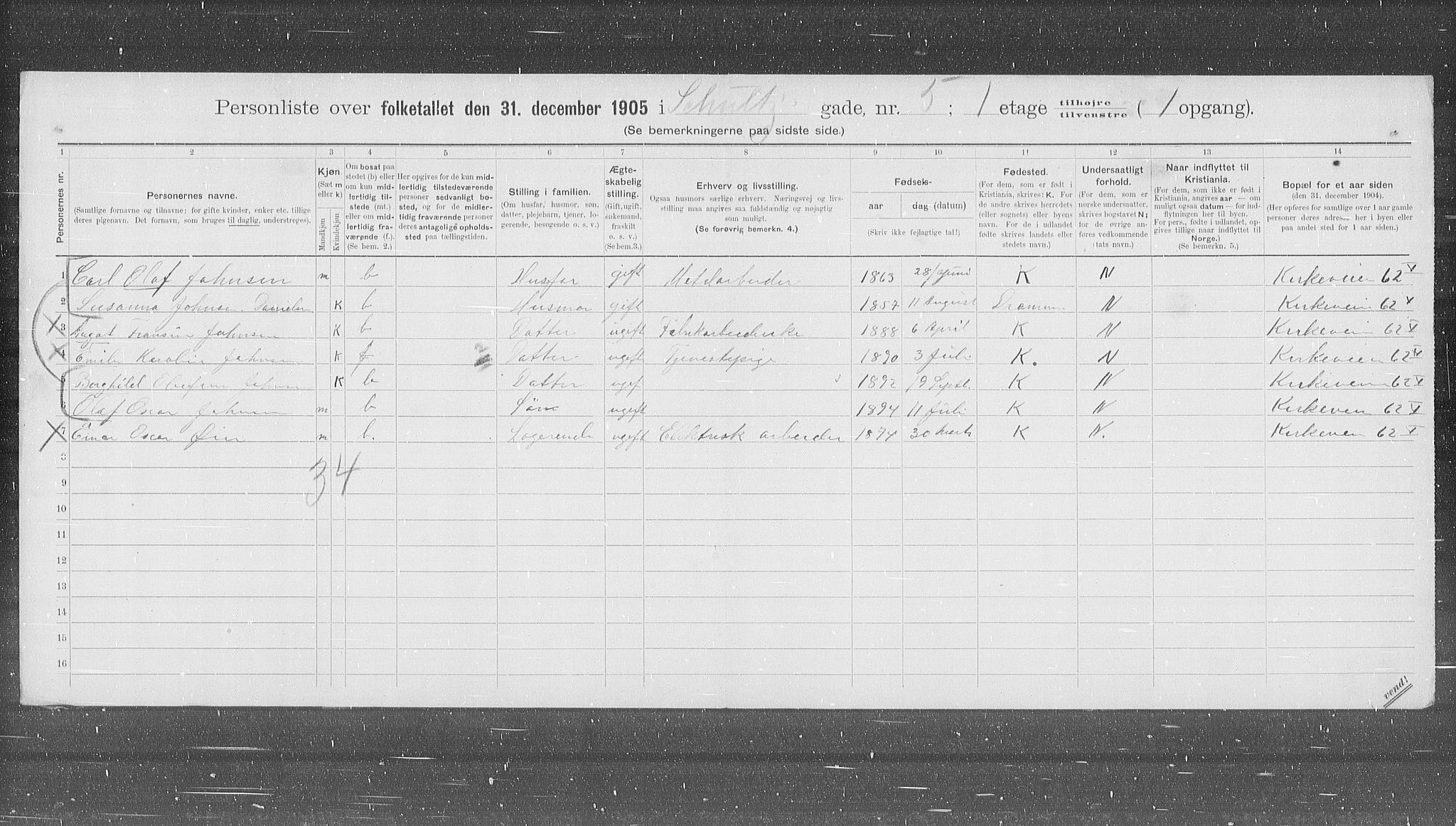 OBA, Municipal Census 1905 for Kristiania, 1905, p. 47053