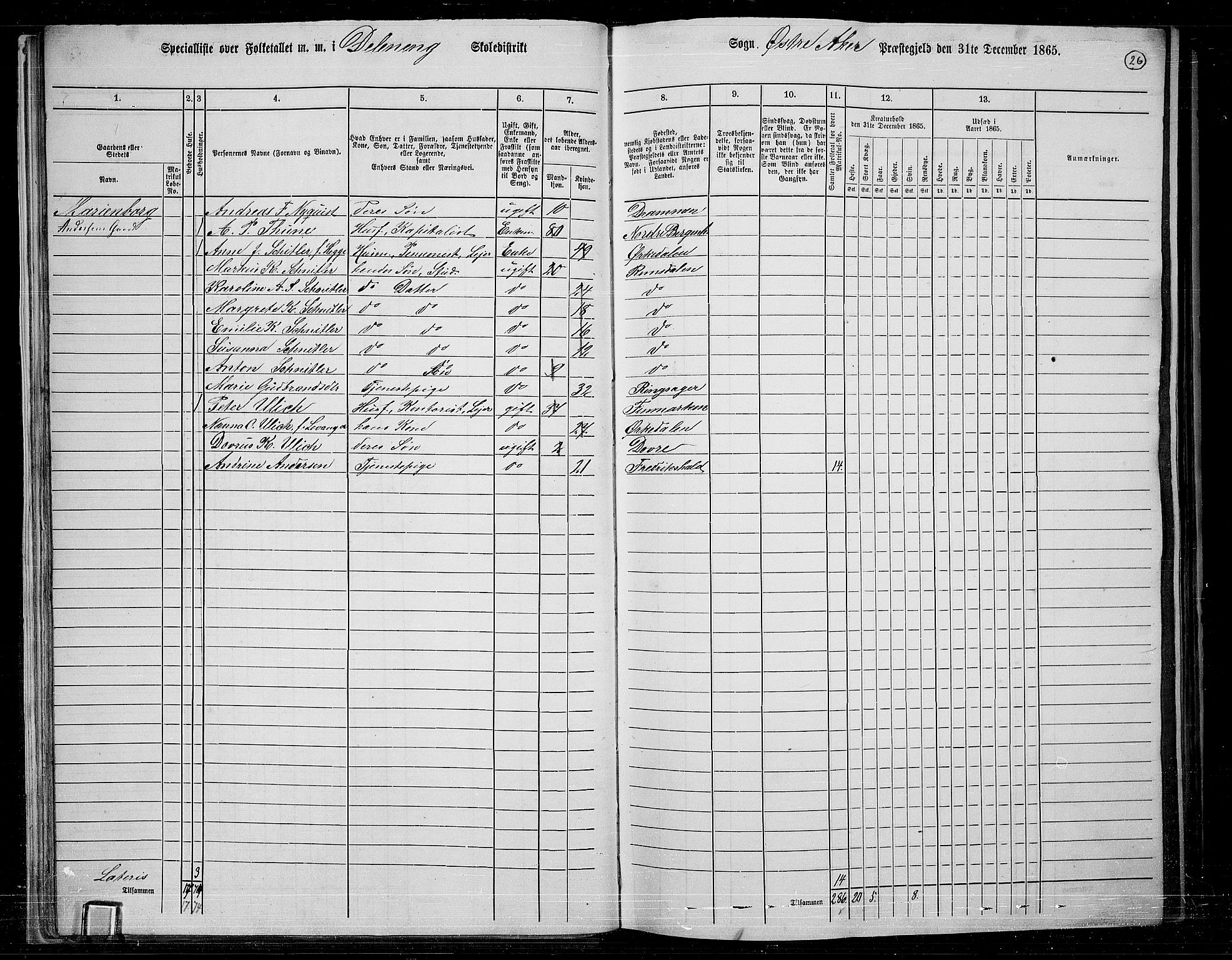RA, 1865 census for Østre Aker, 1865, p. 25