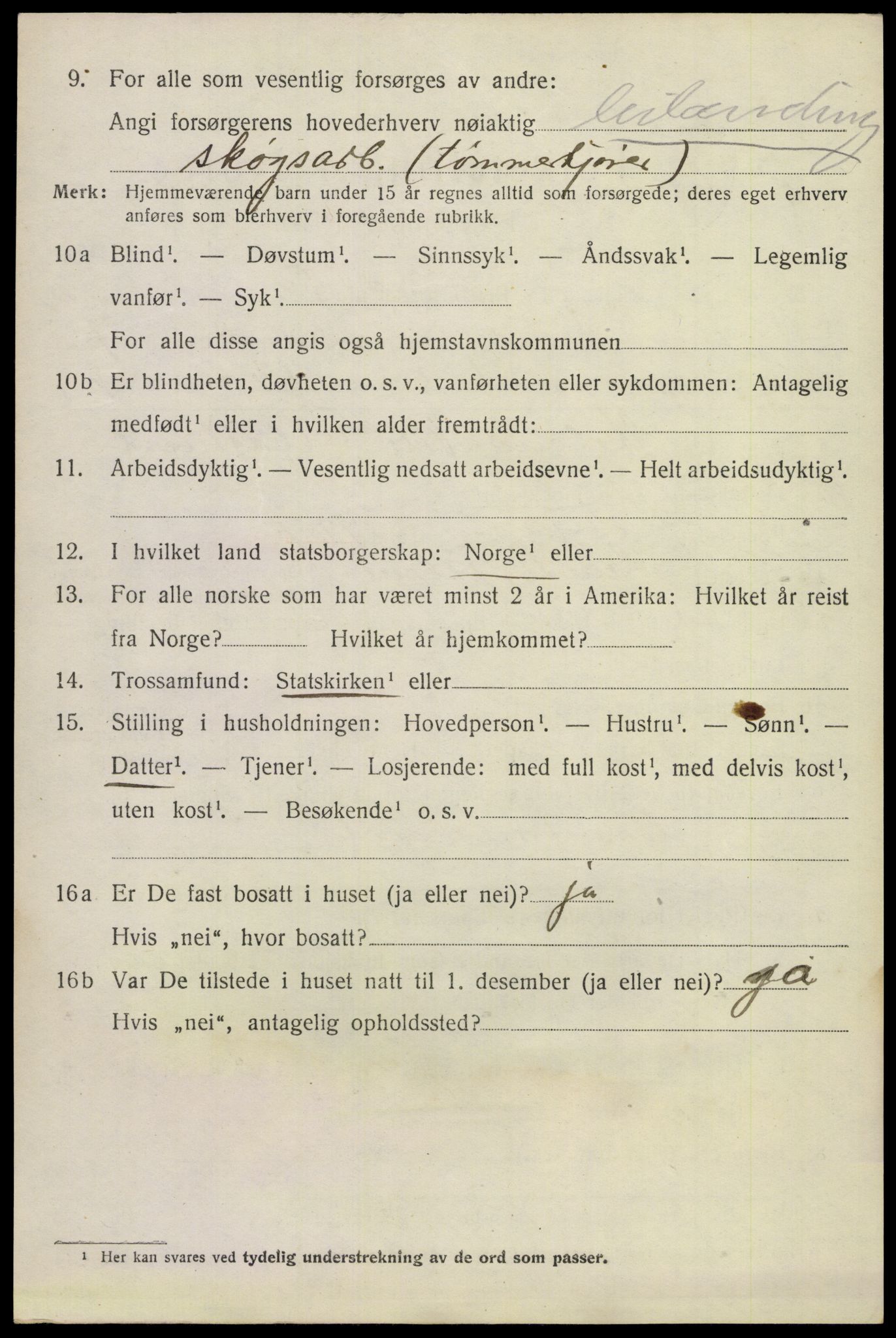 SAKO, 1920 census for Lunde, 1920, p. 5230