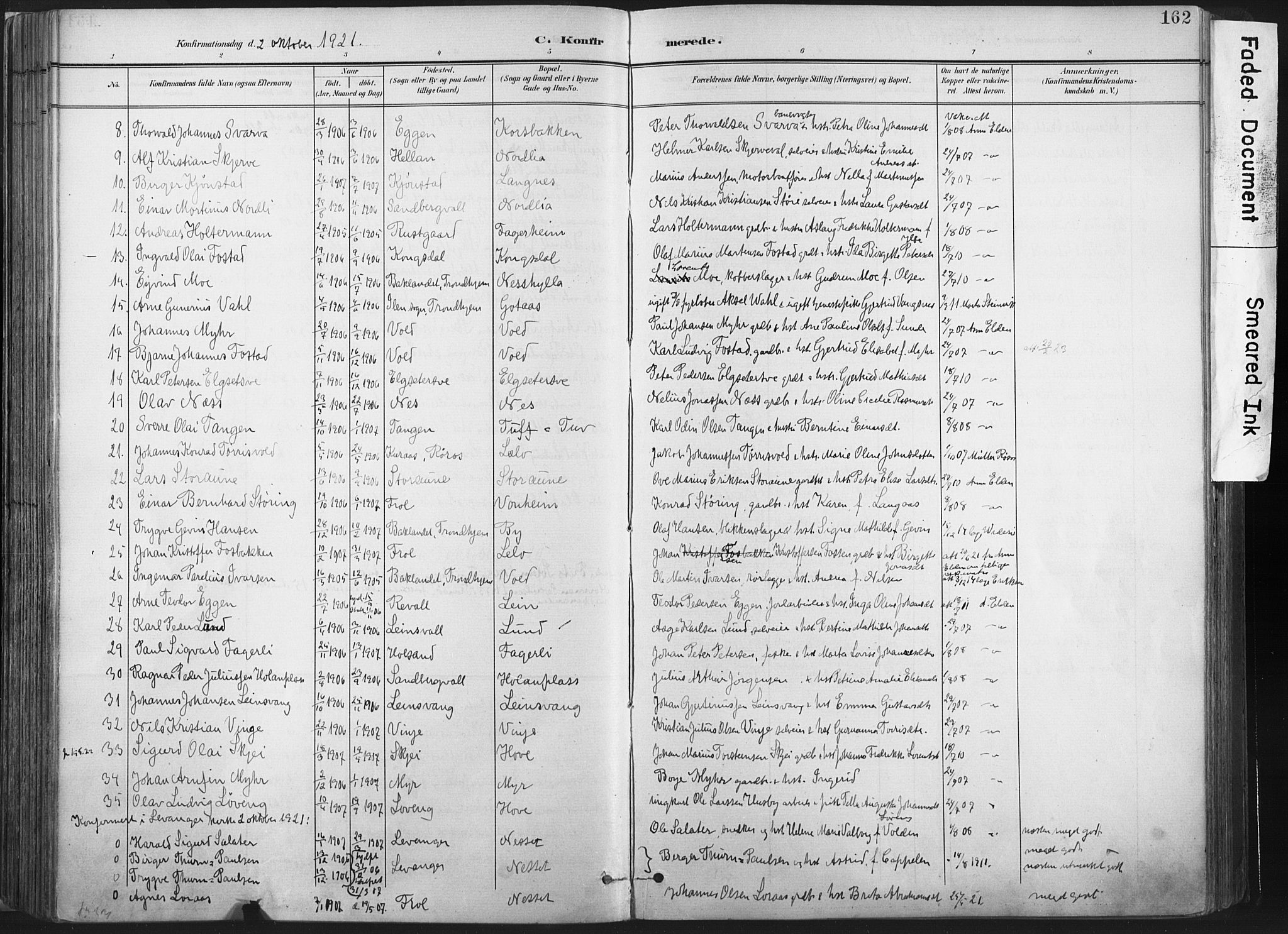 Ministerialprotokoller, klokkerbøker og fødselsregistre - Nord-Trøndelag, AV/SAT-A-1458/717/L0162: Parish register (official) no. 717A12, 1898-1923, p. 162