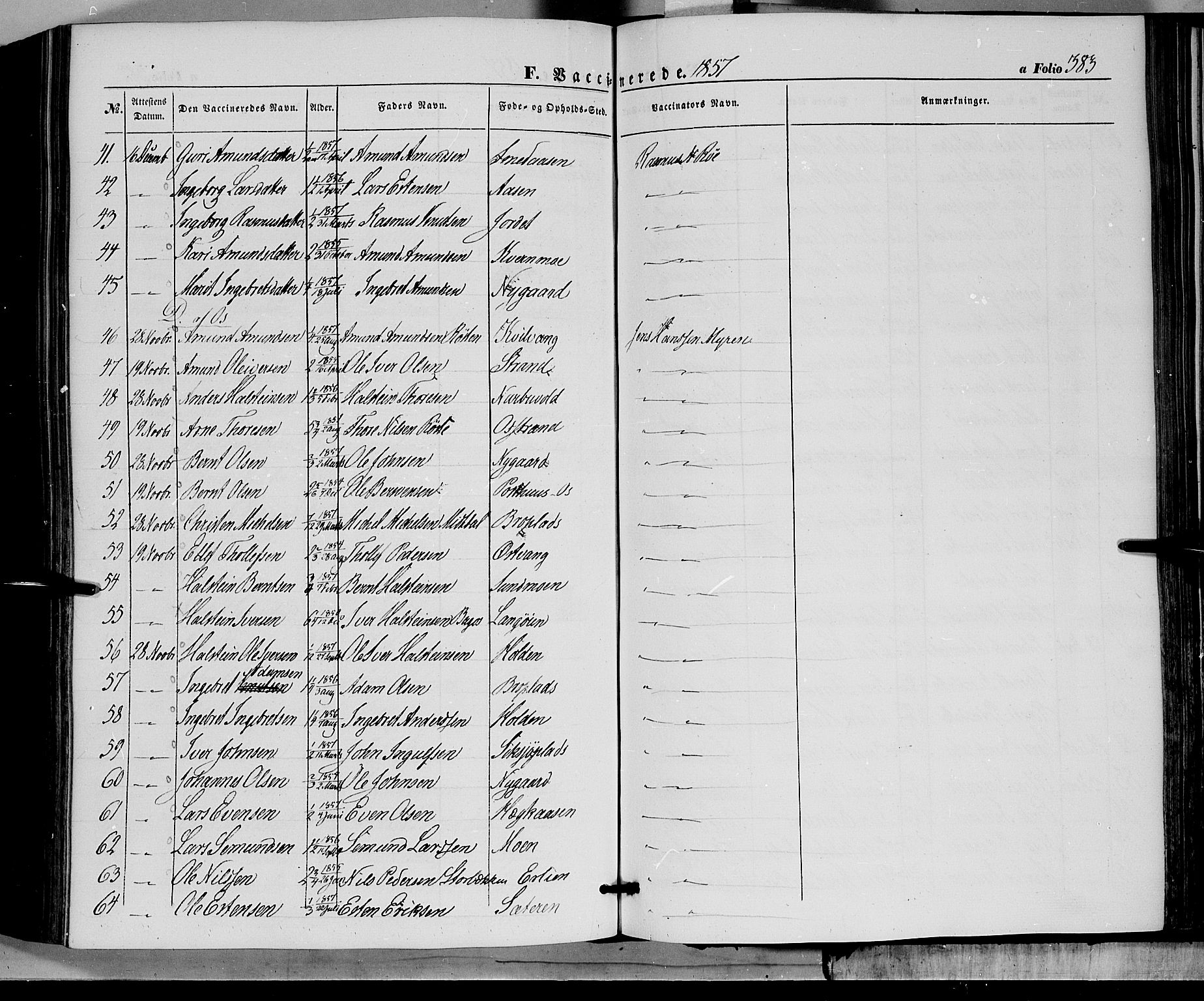 Tolga prestekontor, AV/SAH-PREST-062/K/L0006: Parish register (official) no. 6, 1852-1876, p. 383