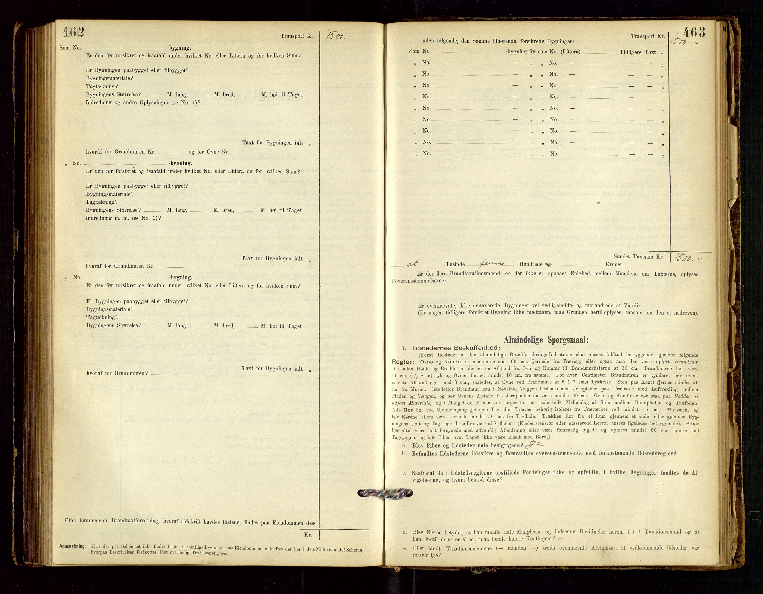 Hjelmeland lensmannskontor, AV/SAST-A-100439/Gob/L0001: "Brandtaxationsprotokol", 1895-1932, p. 462-463