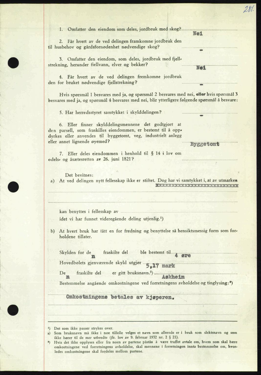 Nordmøre sorenskriveri, AV/SAT-A-4132/1/2/2Ca: Mortgage book no. A106, 1947-1947, Diary no: : 2263/1947