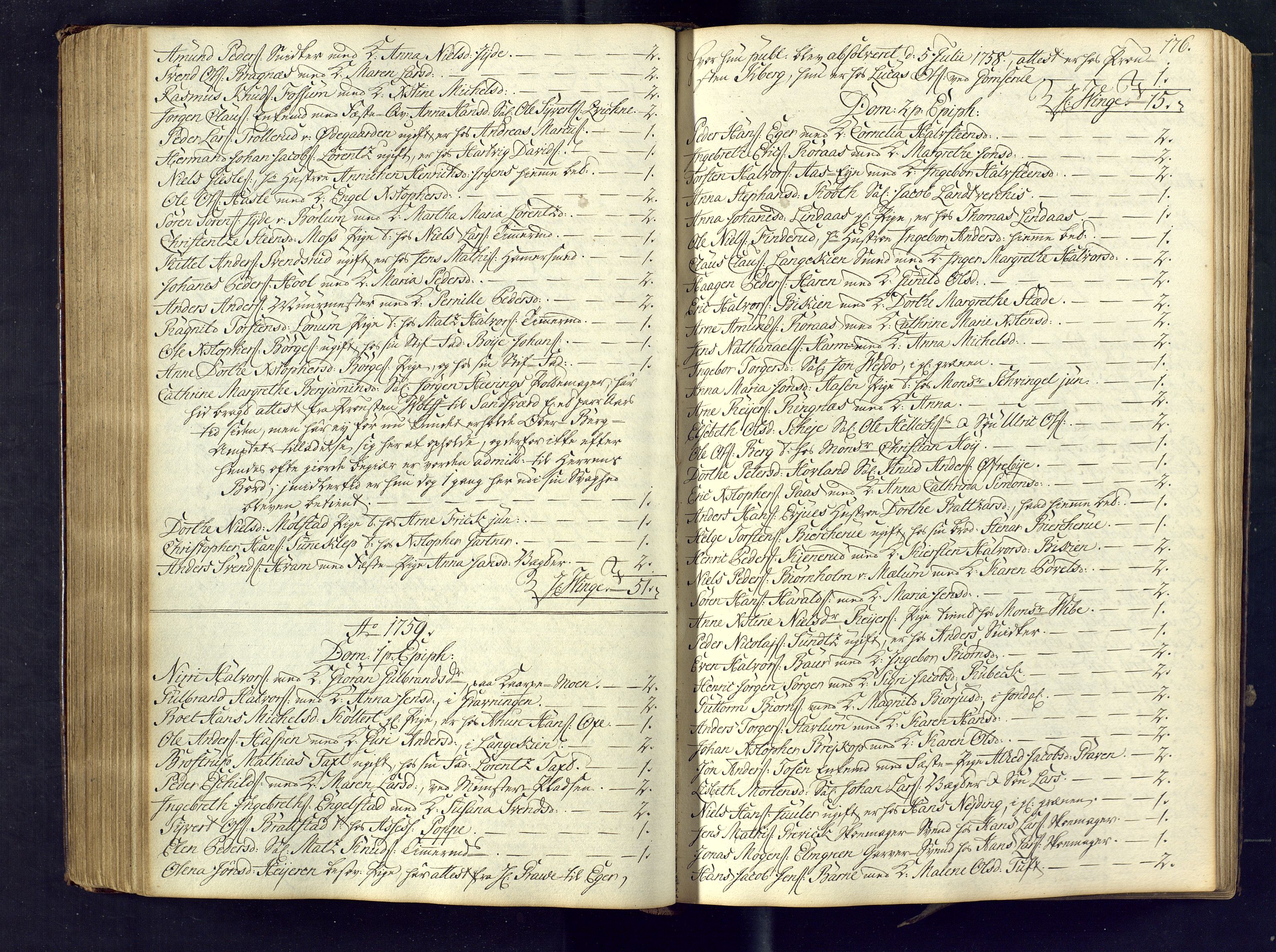 Kongsberg kirkebøker, SAKO/A-22/M/Ma/L0005: Communicants register no. 5, 1755-1761, p. 176