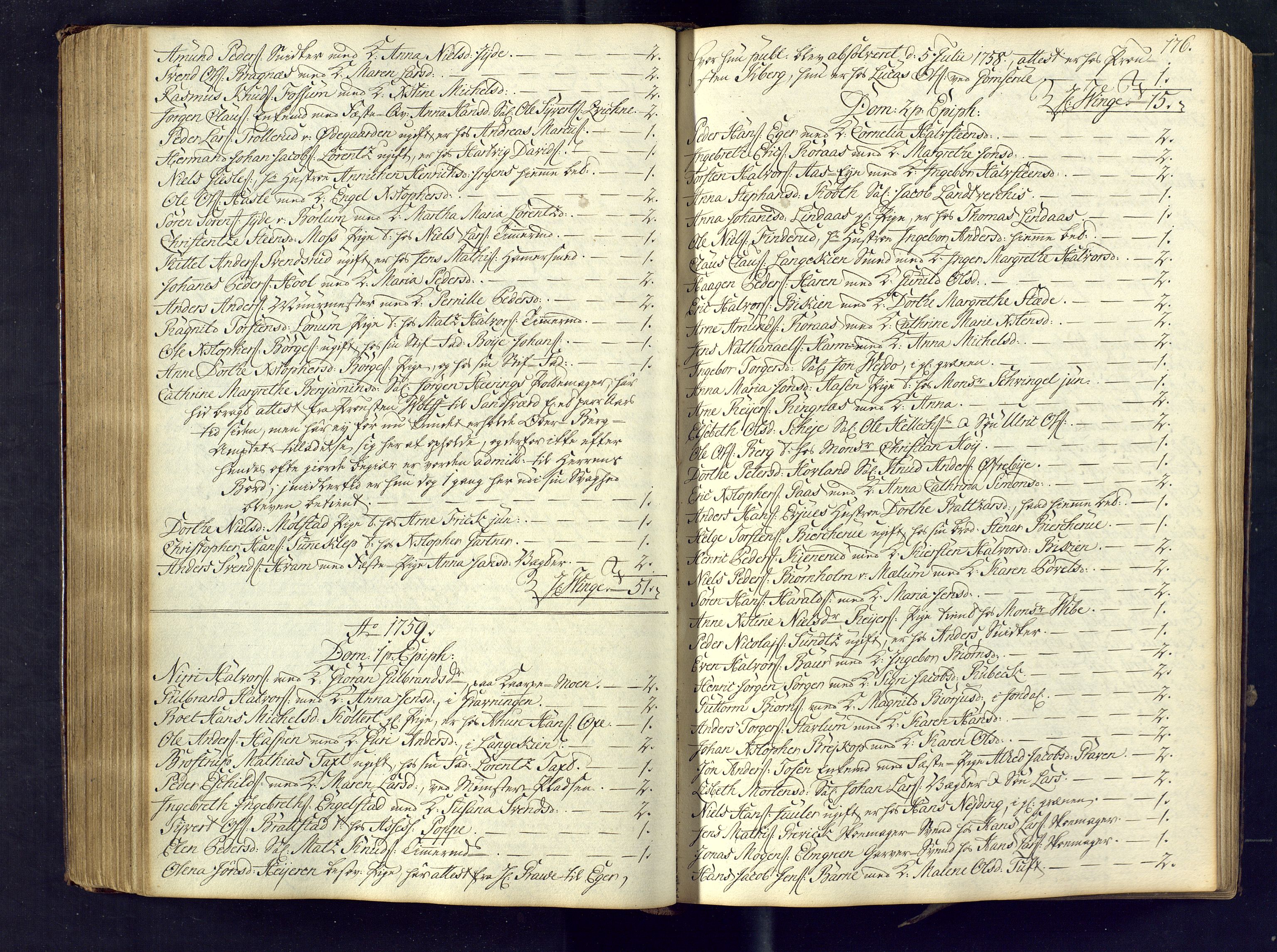 Kongsberg kirkebøker, AV/SAKO-A-22/M/Ma/L0005: Communicants register no. 5, 1755-1761, p. 176