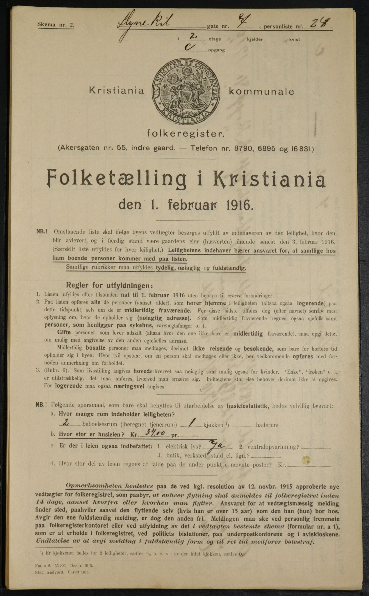 OBA, Municipal Census 1916 for Kristiania, 1916, p. 17630