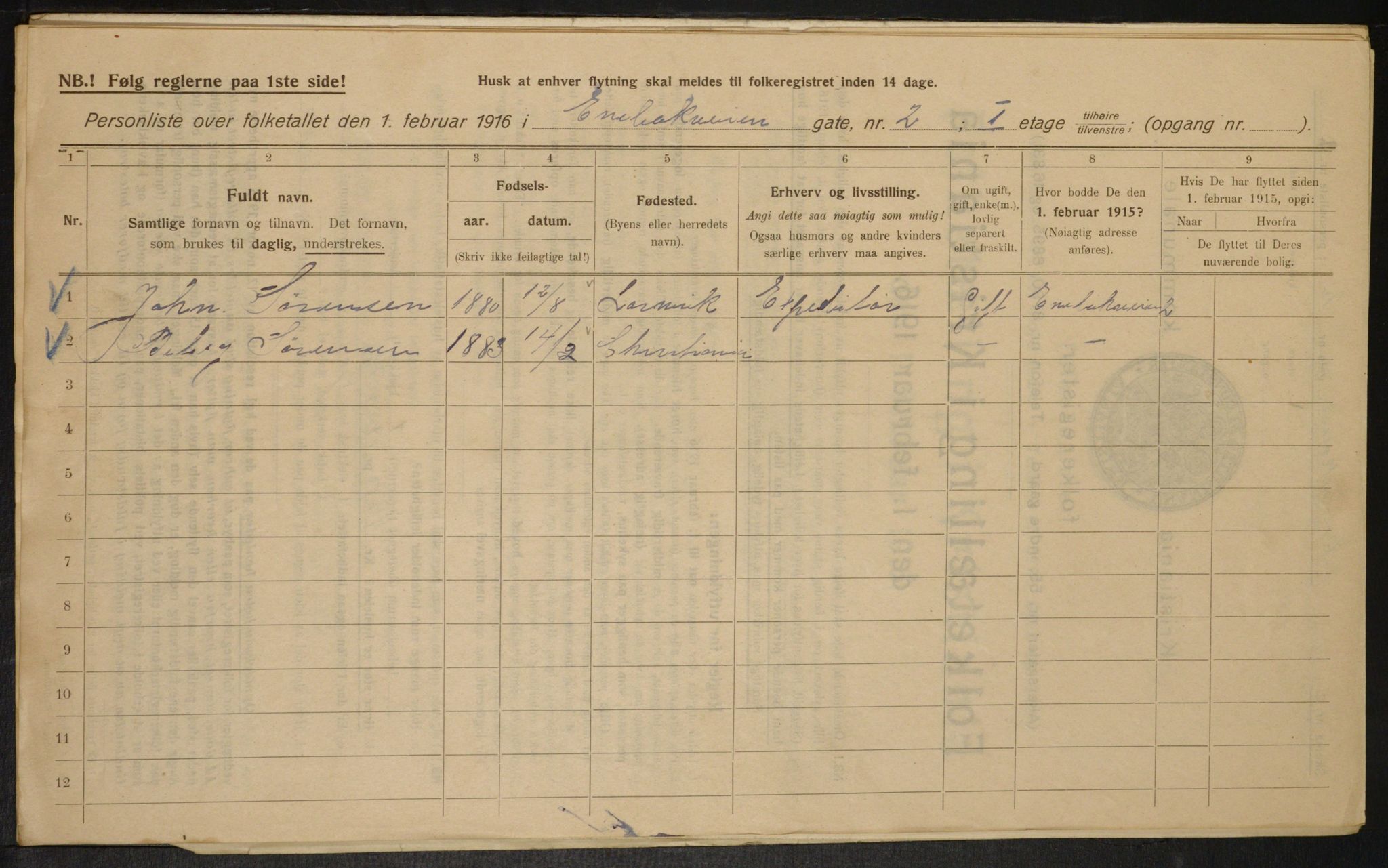 OBA, Municipal Census 1916 for Kristiania, 1916, p. 21361