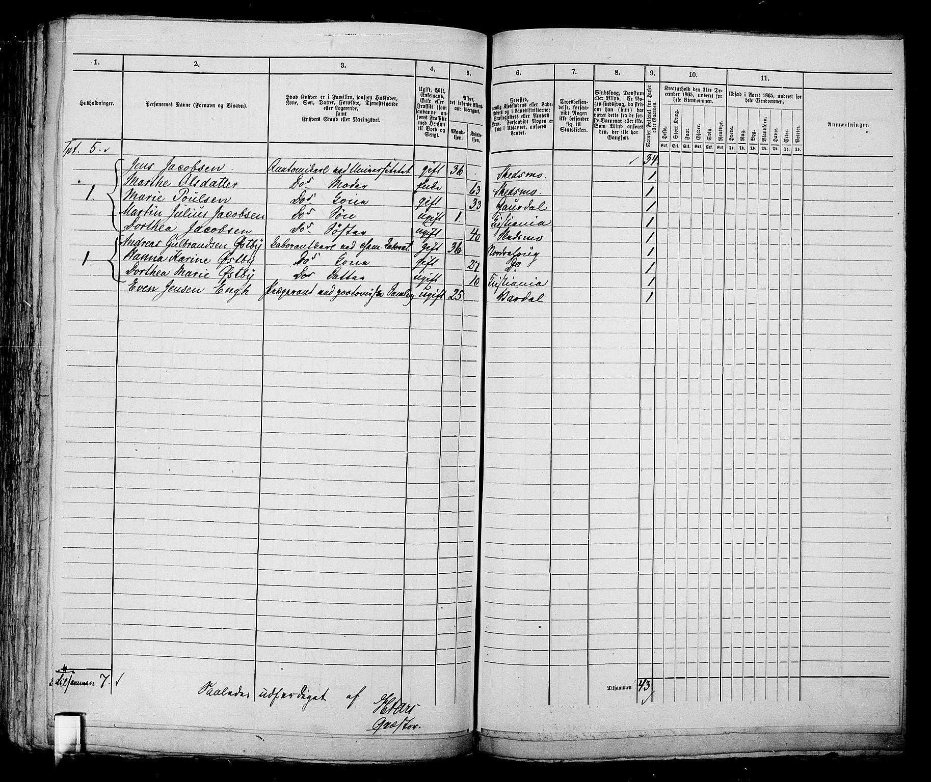 RA, 1865 census for Kristiania, 1865, p. 2100