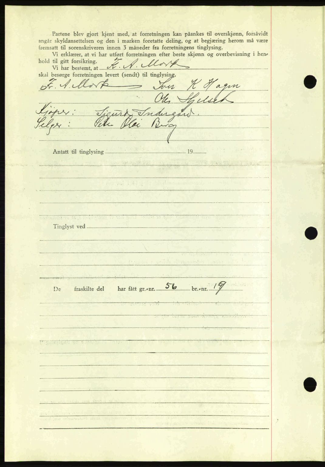 Romsdal sorenskriveri, AV/SAT-A-4149/1/2/2C: Mortgage book no. A11, 1941-1942, Diary no: : 39/1942