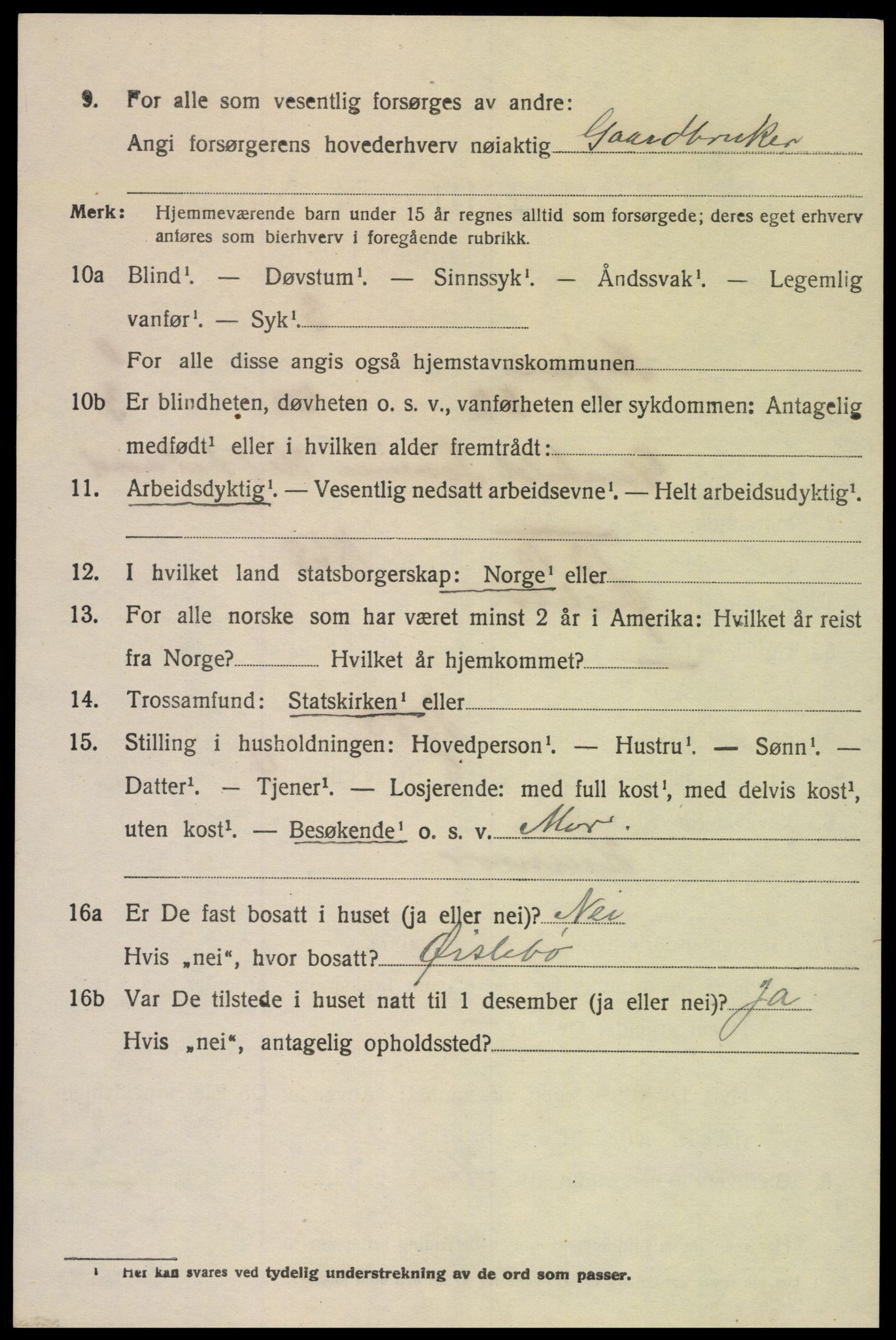 SAK, 1920 census for Søgne, 1920, p. 5858