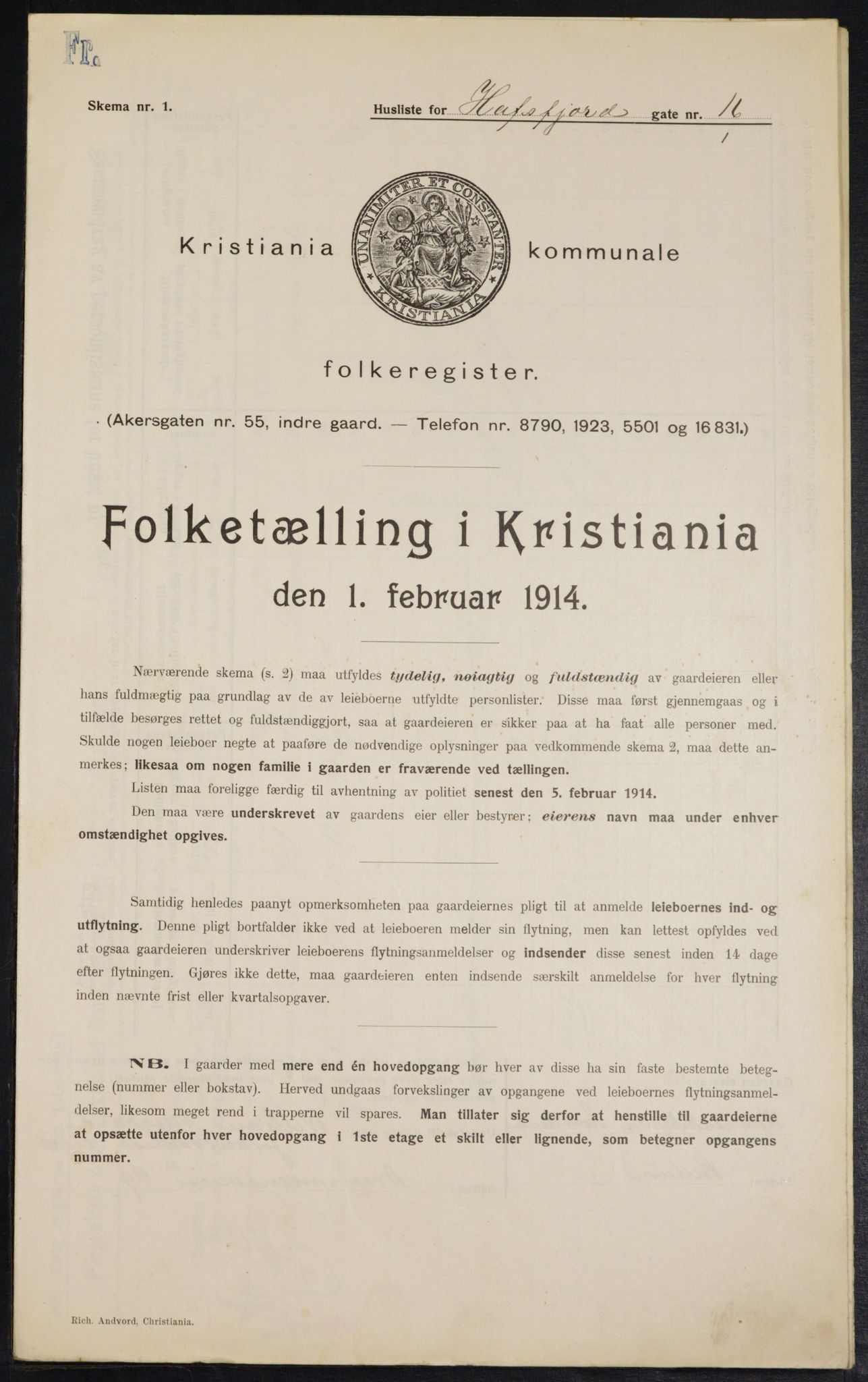 OBA, Municipal Census 1914 for Kristiania, 1914, p. 33390