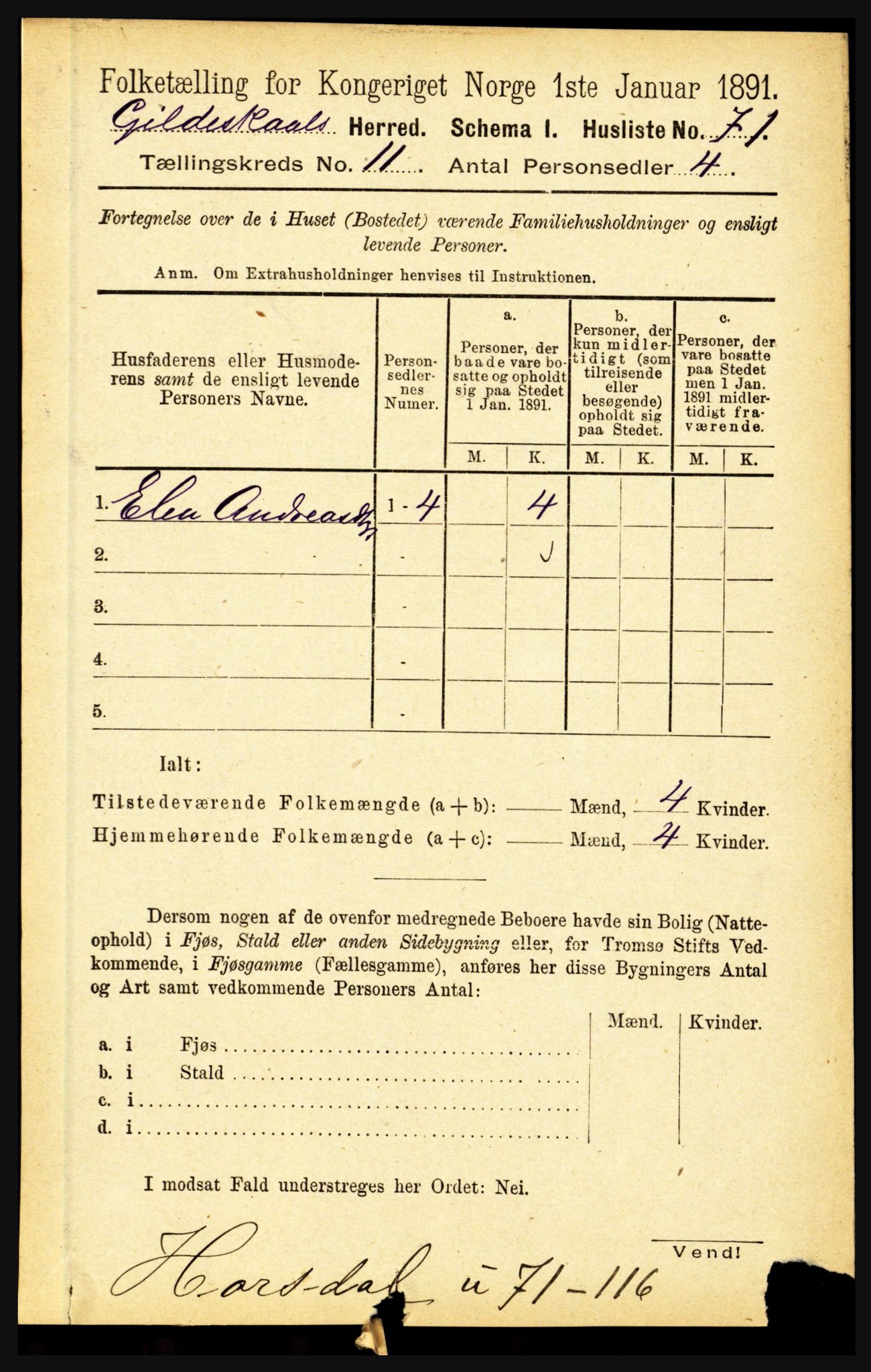 RA, 1891 census for 1838 Gildeskål, 1891, p. 3197