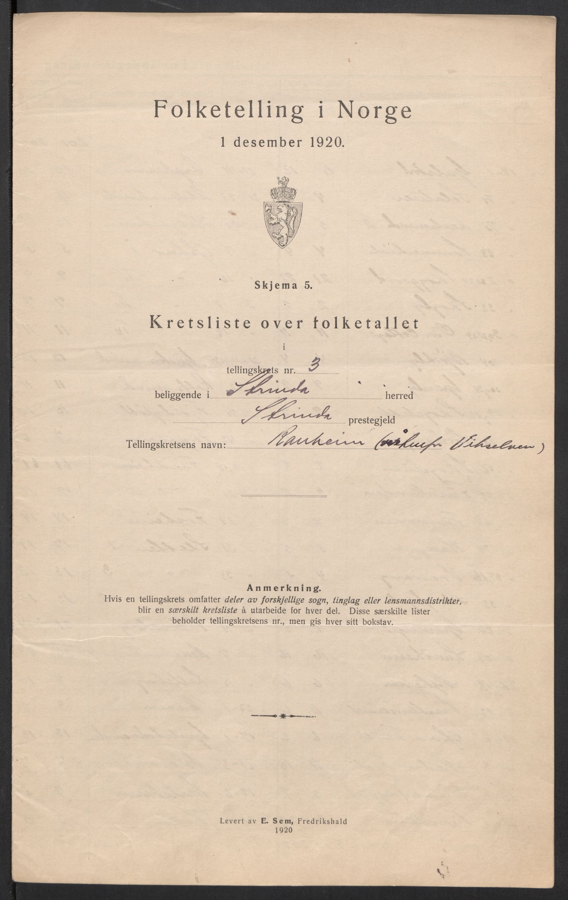 SAT, 1920 census for Strinda, 1920, p. 19