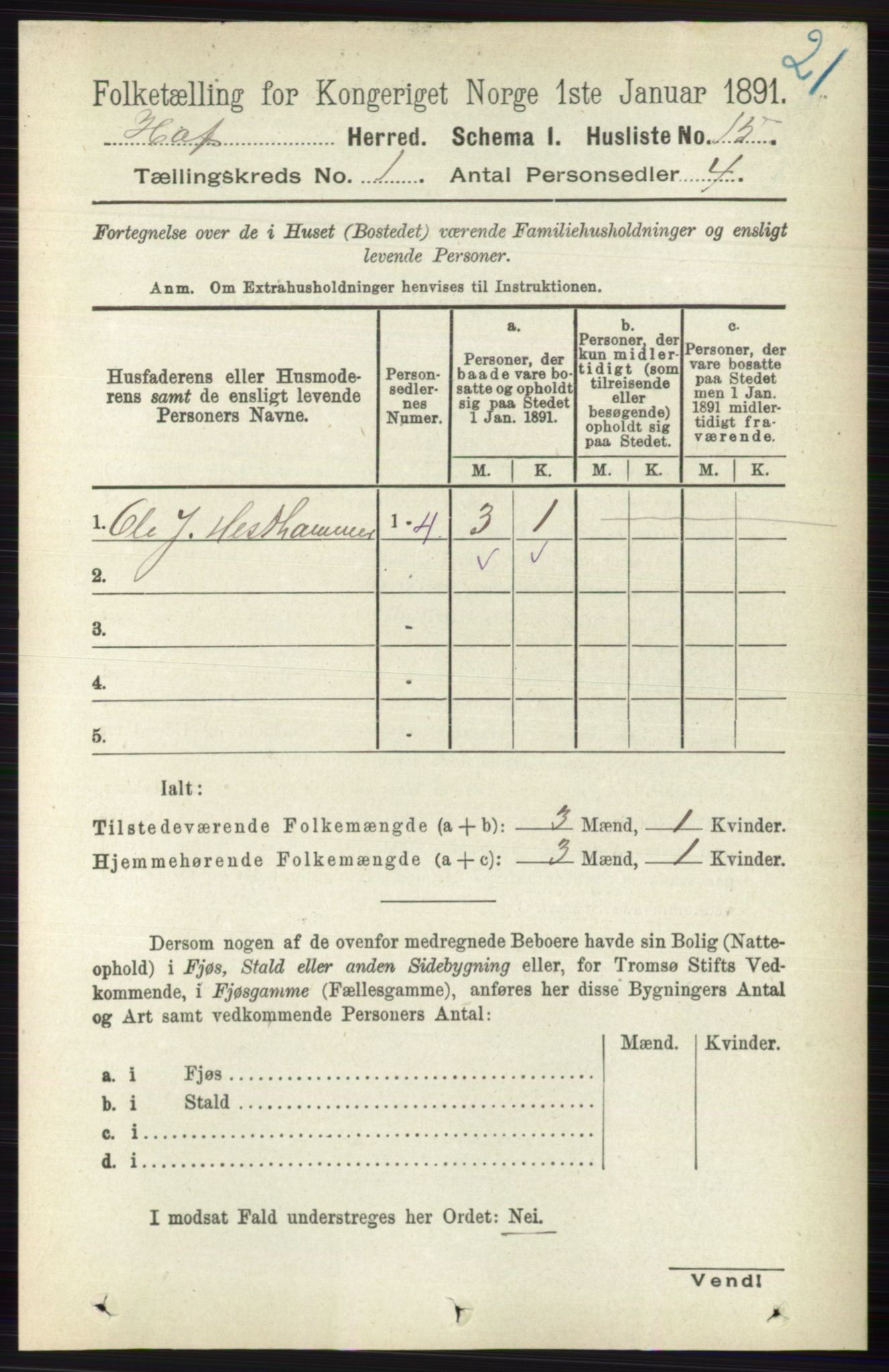 RA, 1891 census for 0714 Hof, 1891, p. 35