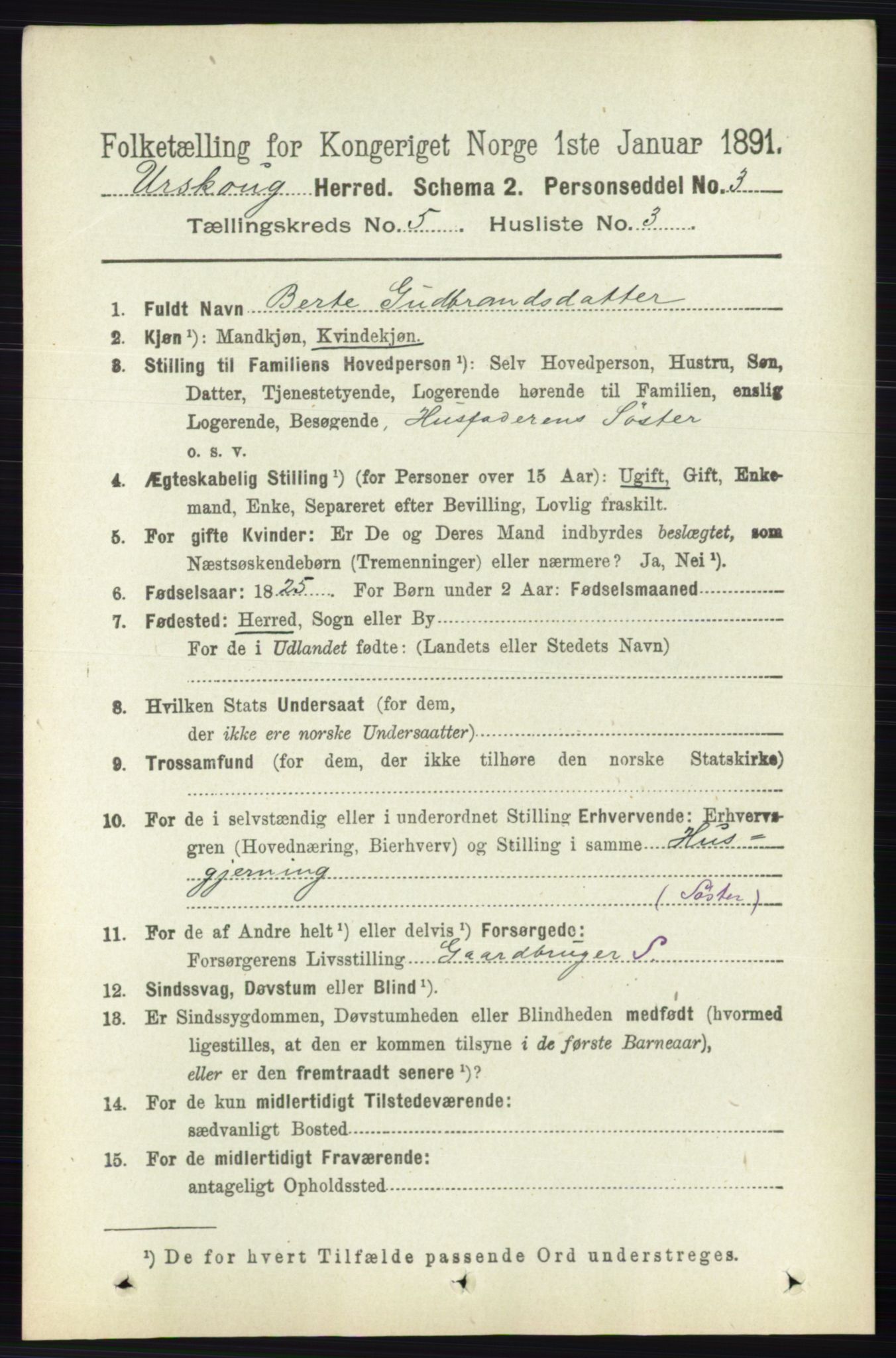 RA, 1891 census for 0224 Aurskog, 1891, p. 2075