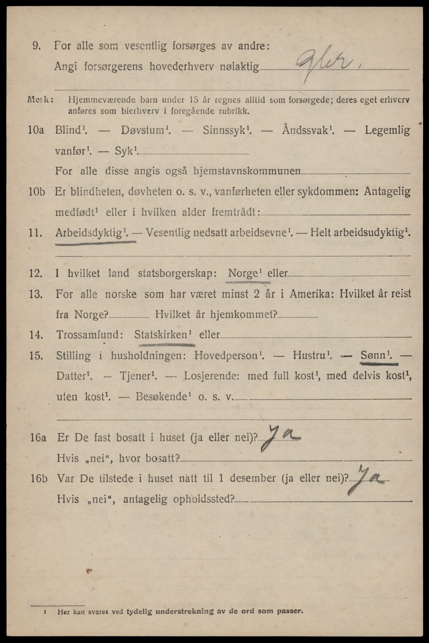 SAST, 1920 census for Håland, 1920, p. 9980