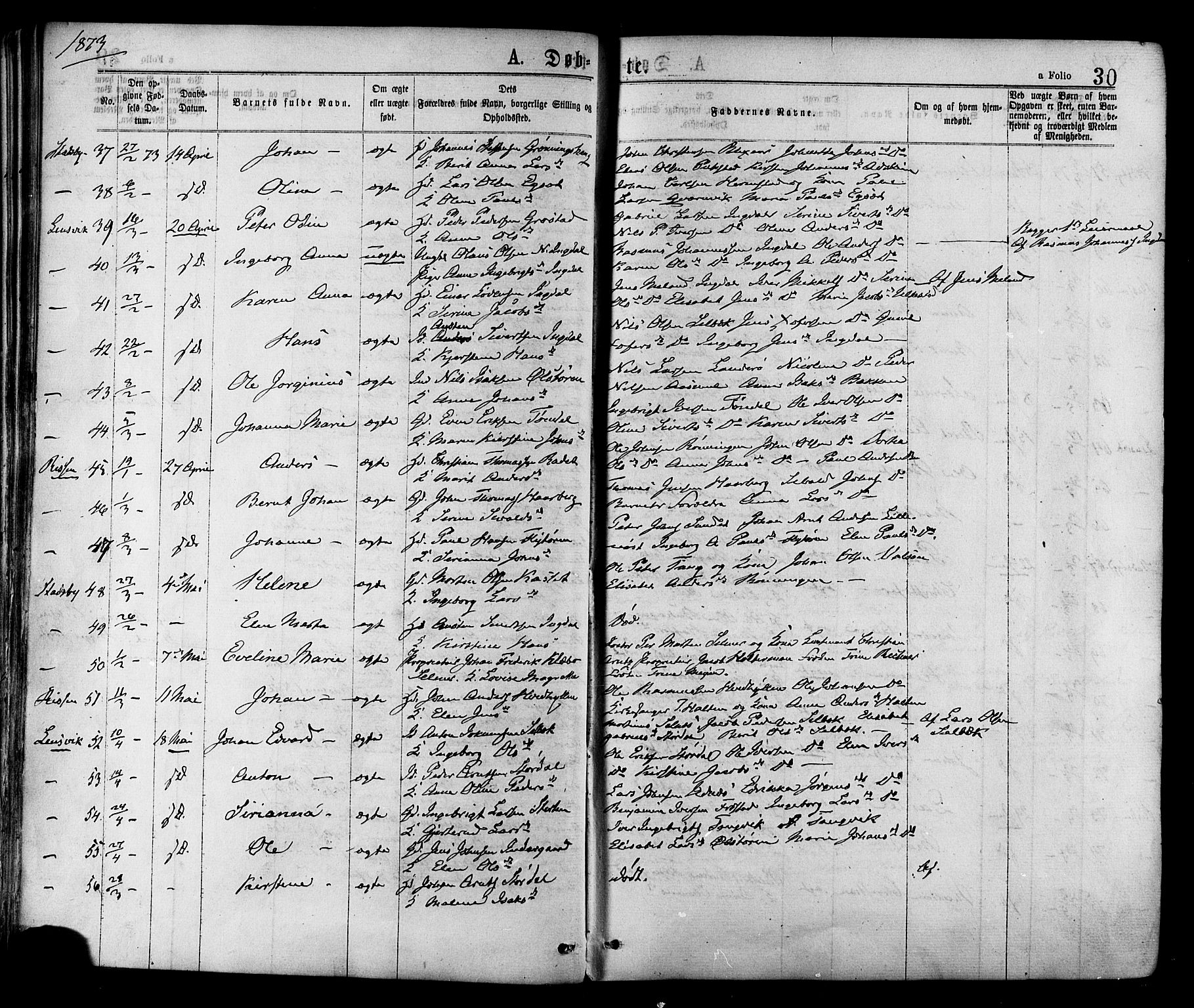 Ministerialprotokoller, klokkerbøker og fødselsregistre - Sør-Trøndelag, AV/SAT-A-1456/646/L0613: Parish register (official) no. 646A11, 1870-1884, p. 30