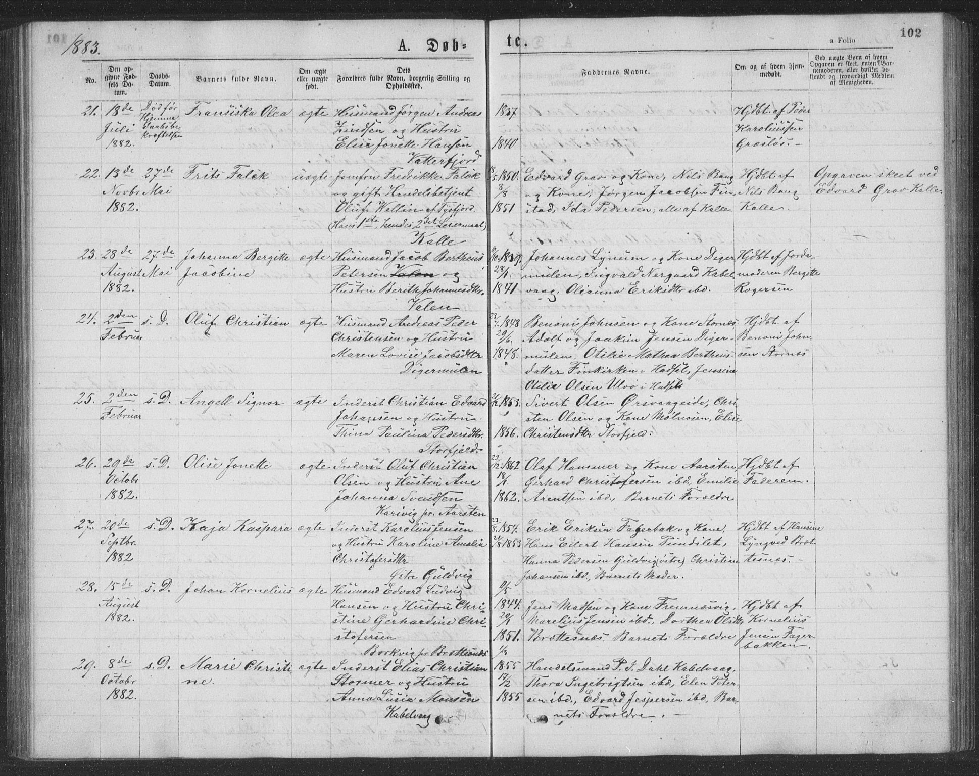 Ministerialprotokoller, klokkerbøker og fødselsregistre - Nordland, AV/SAT-A-1459/874/L1075: Parish register (copy) no. 874C04, 1876-1883, p. 102