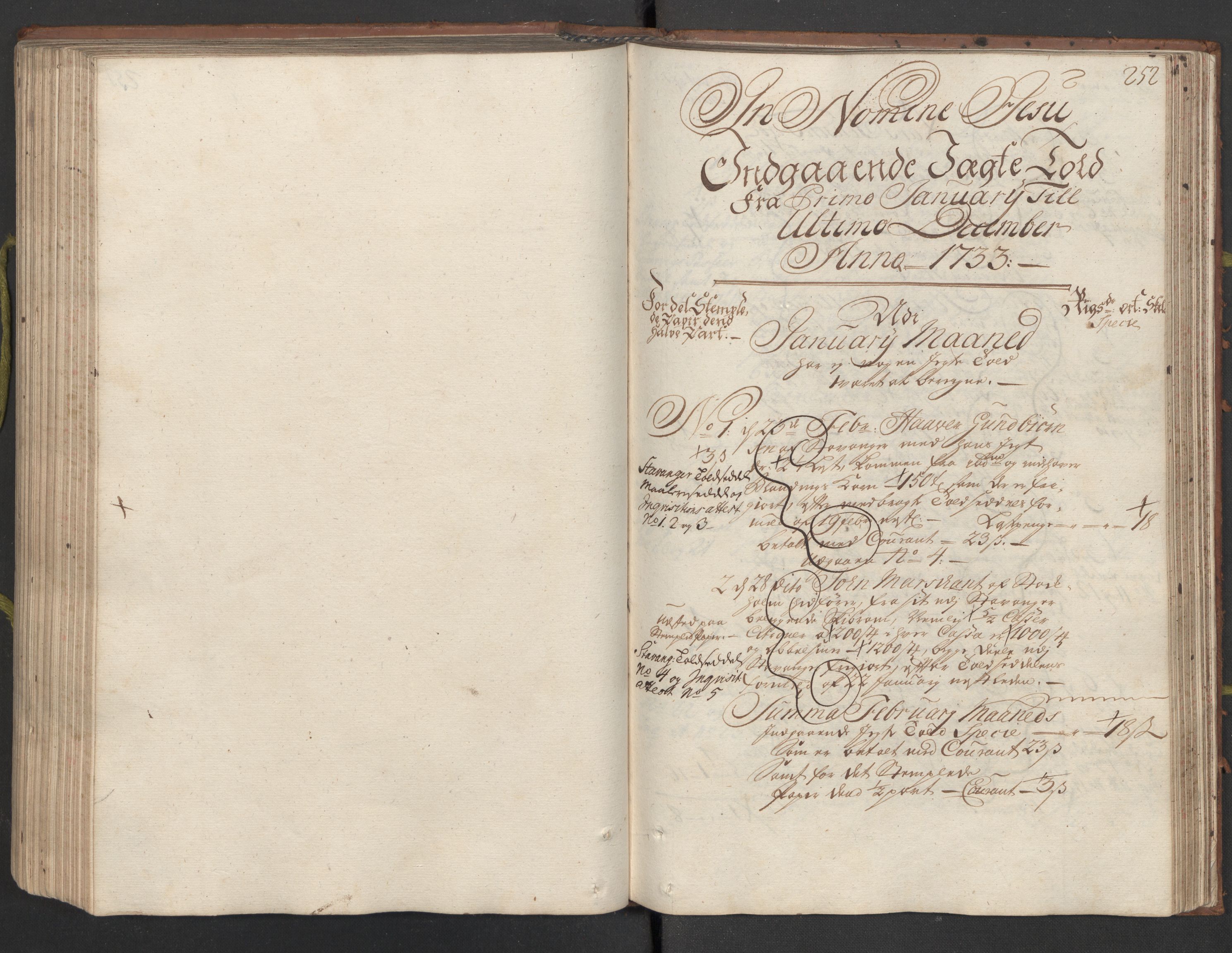 Generaltollkammeret, tollregnskaper, AV/RA-EA-5490/R26/L0023/0001: Tollregnskaper Bergen A / Inngående hovedtollbok, 1733, p. 205b-206a