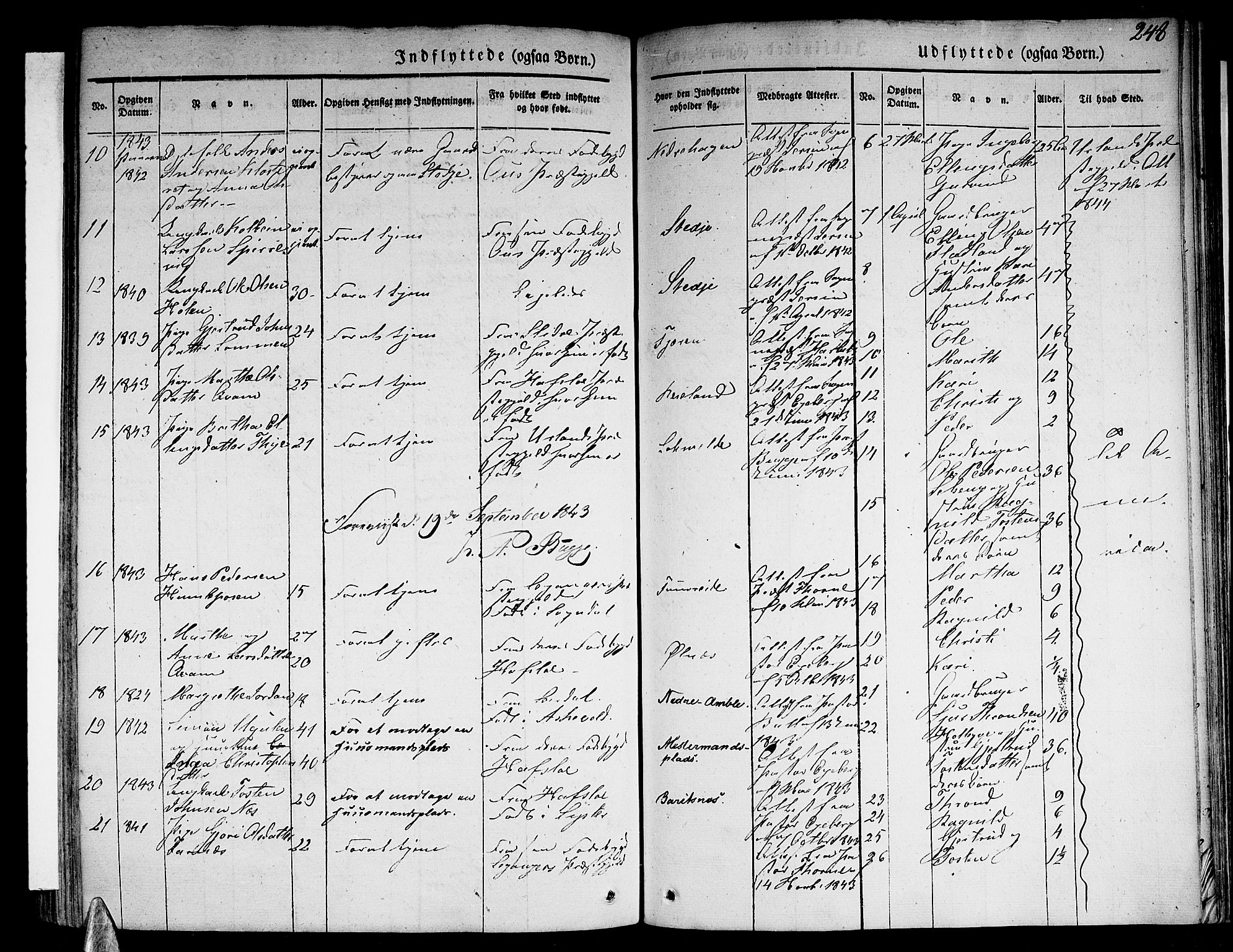 Sogndal sokneprestembete, AV/SAB-A-81301/H/Haa/Haaa/L0011: Parish register (official) no. A 11, 1839-1847, p. 248