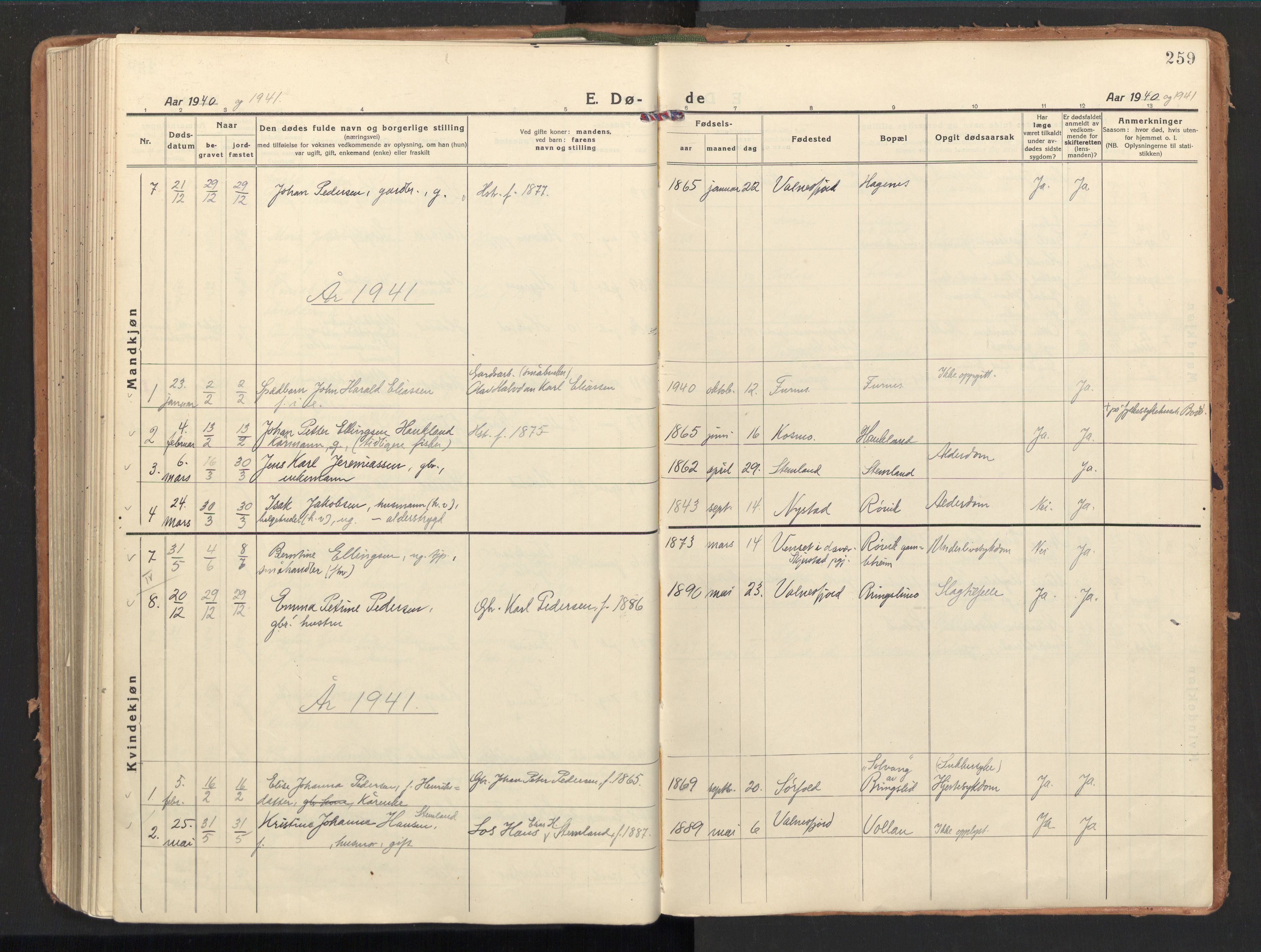 Ministerialprotokoller, klokkerbøker og fødselsregistre - Nordland, SAT/A-1459/851/L0725: Parish register (official) no. 851A02, 1922-1944, p. 259