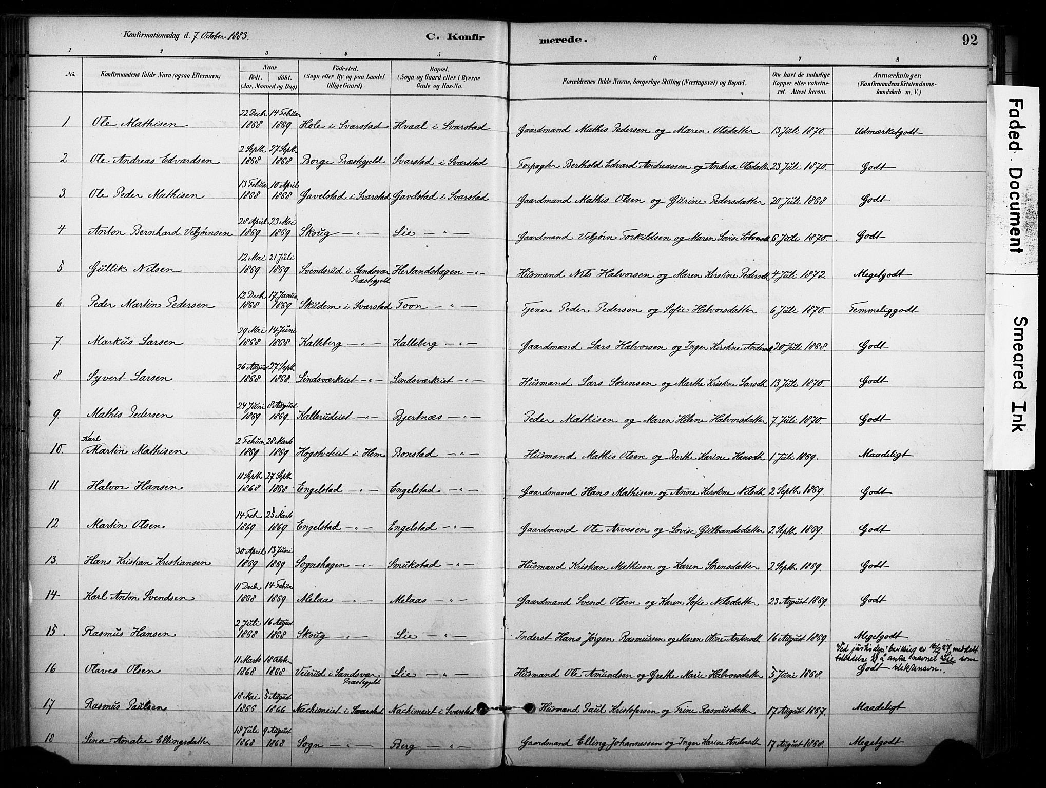 Lardal kirkebøker, AV/SAKO-A-350/F/Fb/L0001: Parish register (official) no. II 1, 1881-1911, p. 92