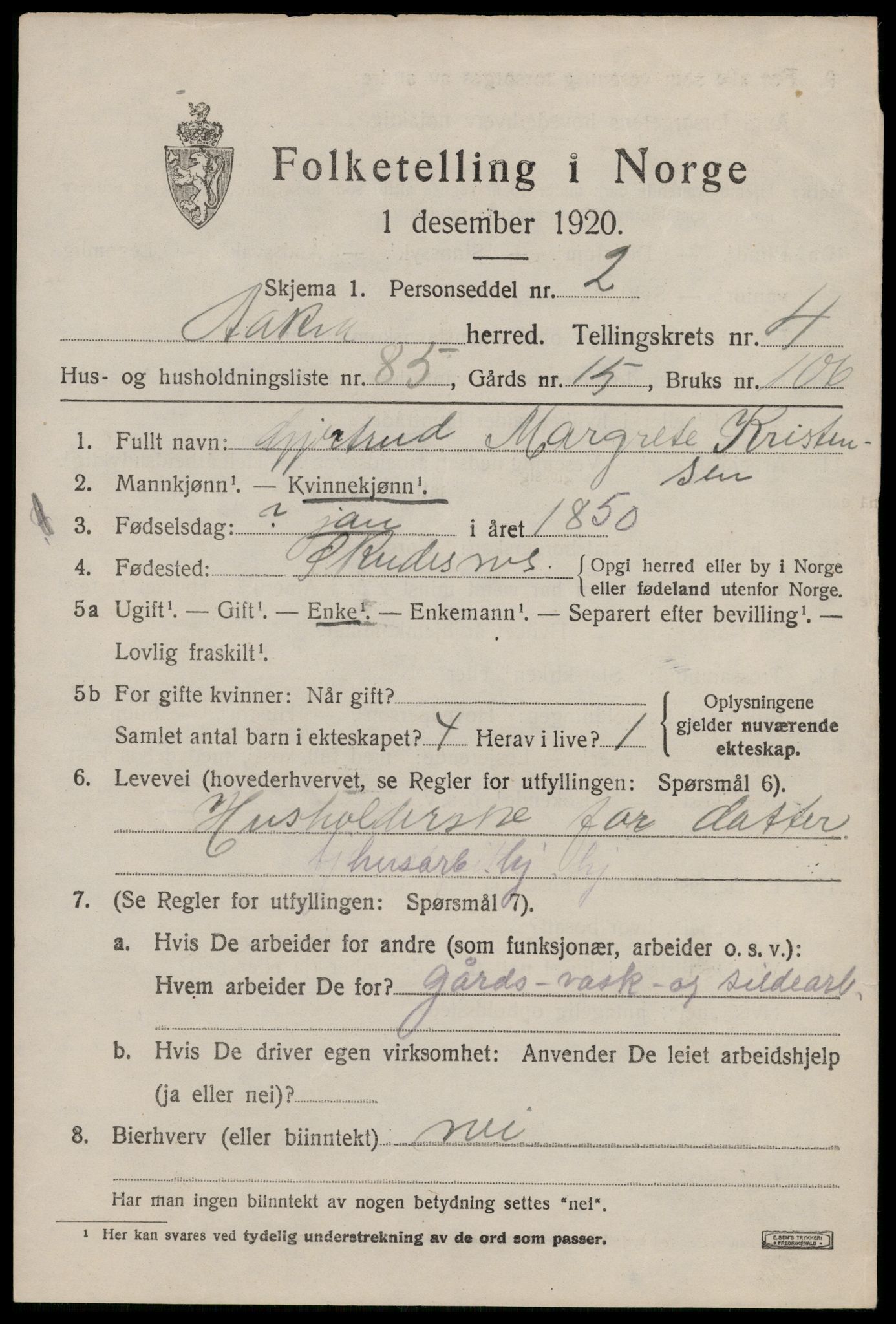 SAST, 1920 census for Åkra, 1920, p. 6818