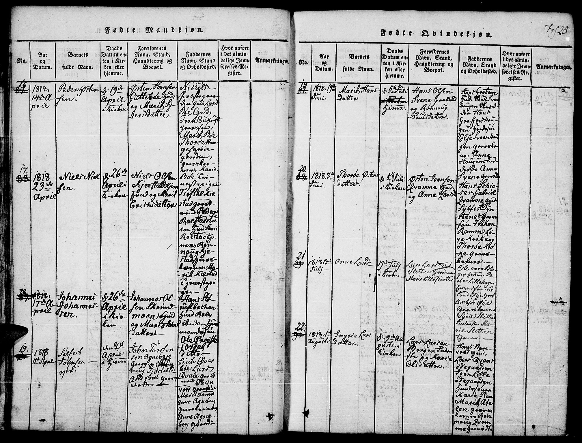 Lom prestekontor, SAH/PREST-070/L/L0001: Parish register (copy) no. 1, 1815-1836, p. 25