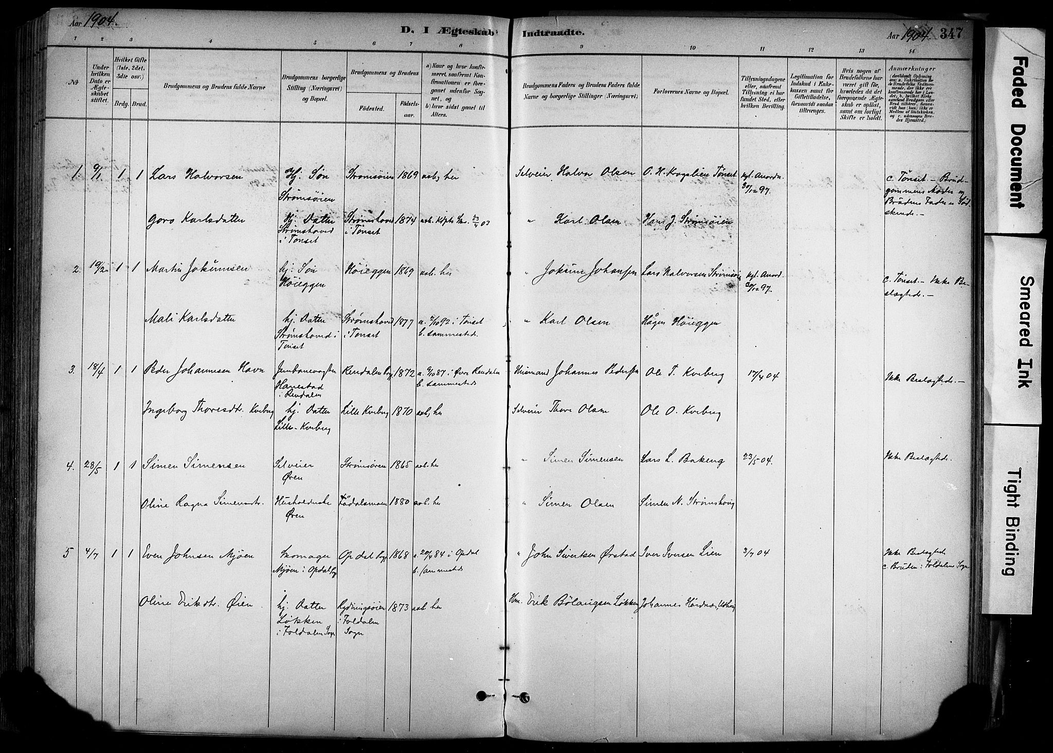 Alvdal prestekontor, SAH/PREST-060/H/Ha/Haa/L0002: Parish register (official) no. 2, 1883-1906, p. 347