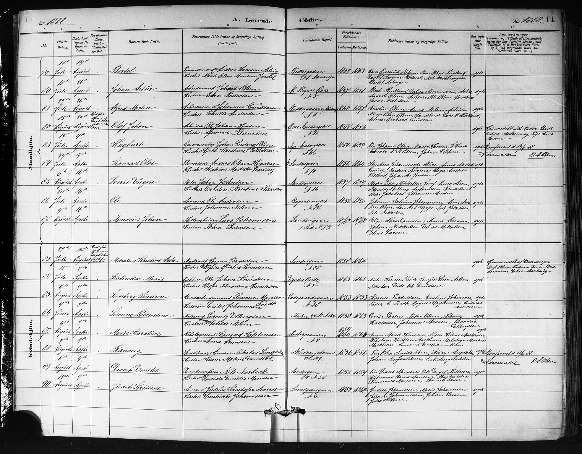 Sandviken Sokneprestembete, AV/SAB-A-77601/H/Hb/L0002: Parish register (copy) no. A 3, 1888-1902, p. 11