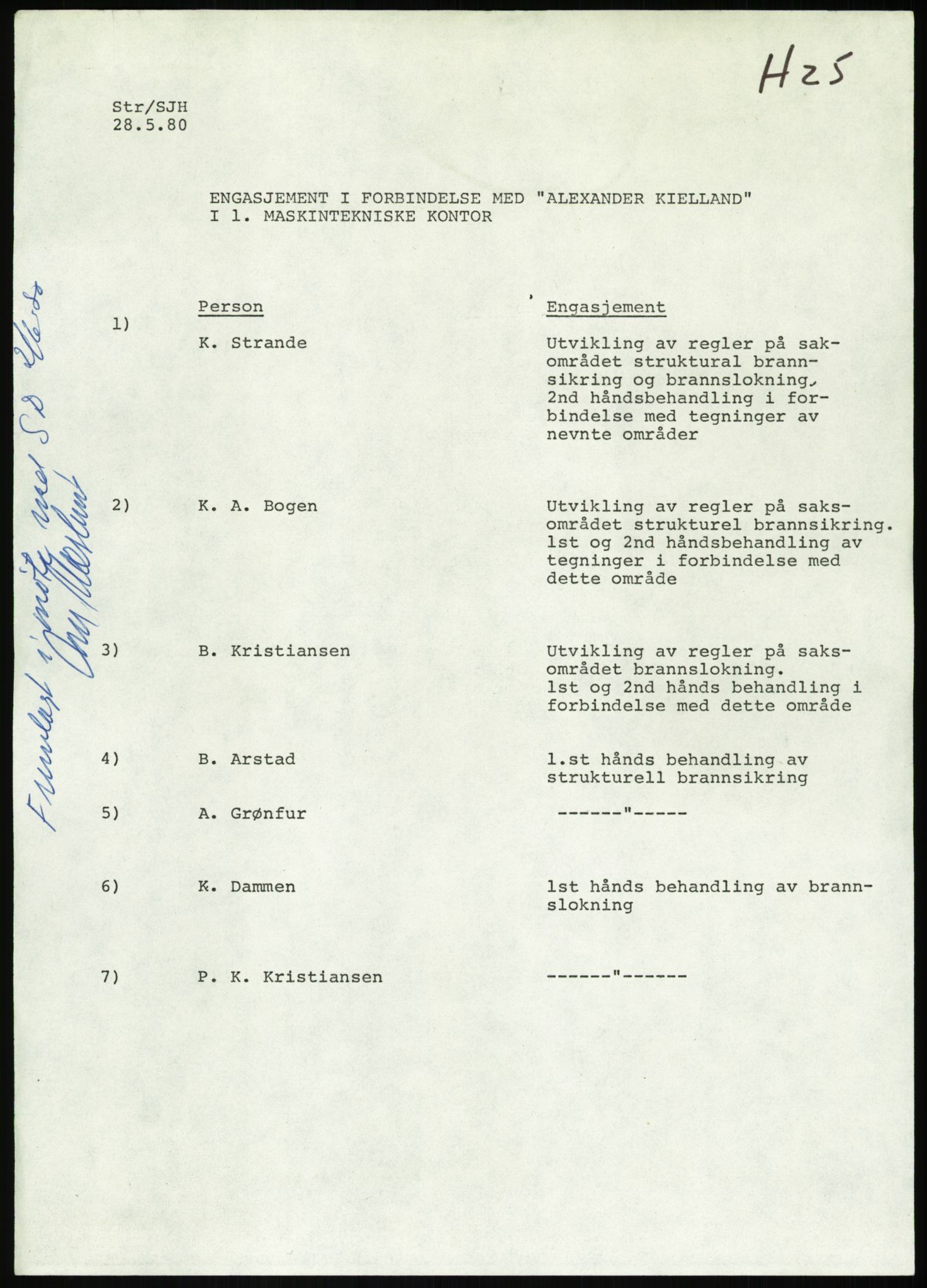 Justisdepartementet, Granskningskommisjonen ved Alexander Kielland-ulykken 27.3.1980, AV/RA-S-1165/D/L0013: H Sjøfartsdirektoratet og Skipskontrollen (H25-H43, H45, H47-H48, H50, H52)/I Det norske Veritas (I34, I41, I47), 1980-1981, p. 5