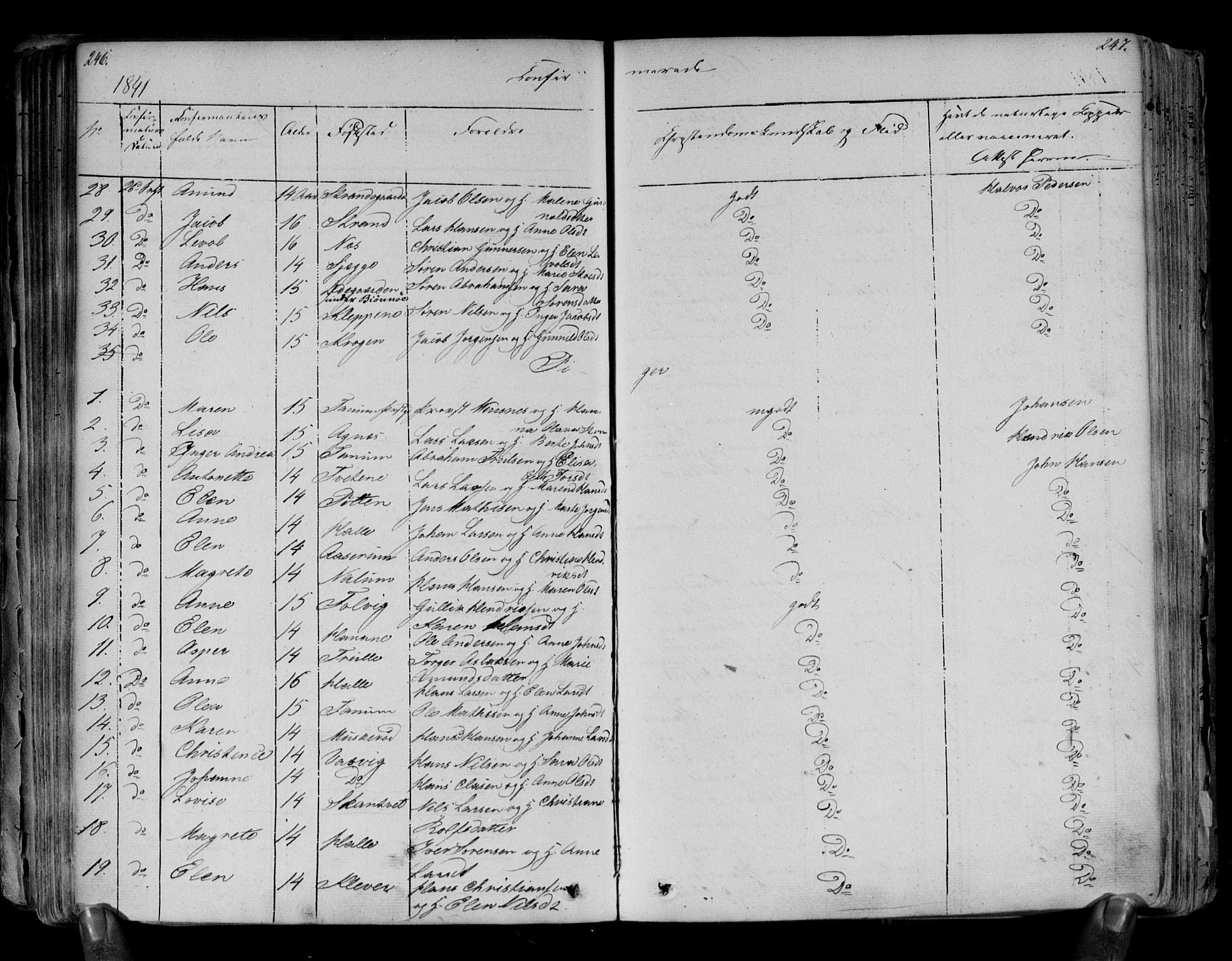 Brunlanes kirkebøker, AV/SAKO-A-342/F/Fa/L0003: Parish register (official) no. I 3, 1834-1845, p. 246-247