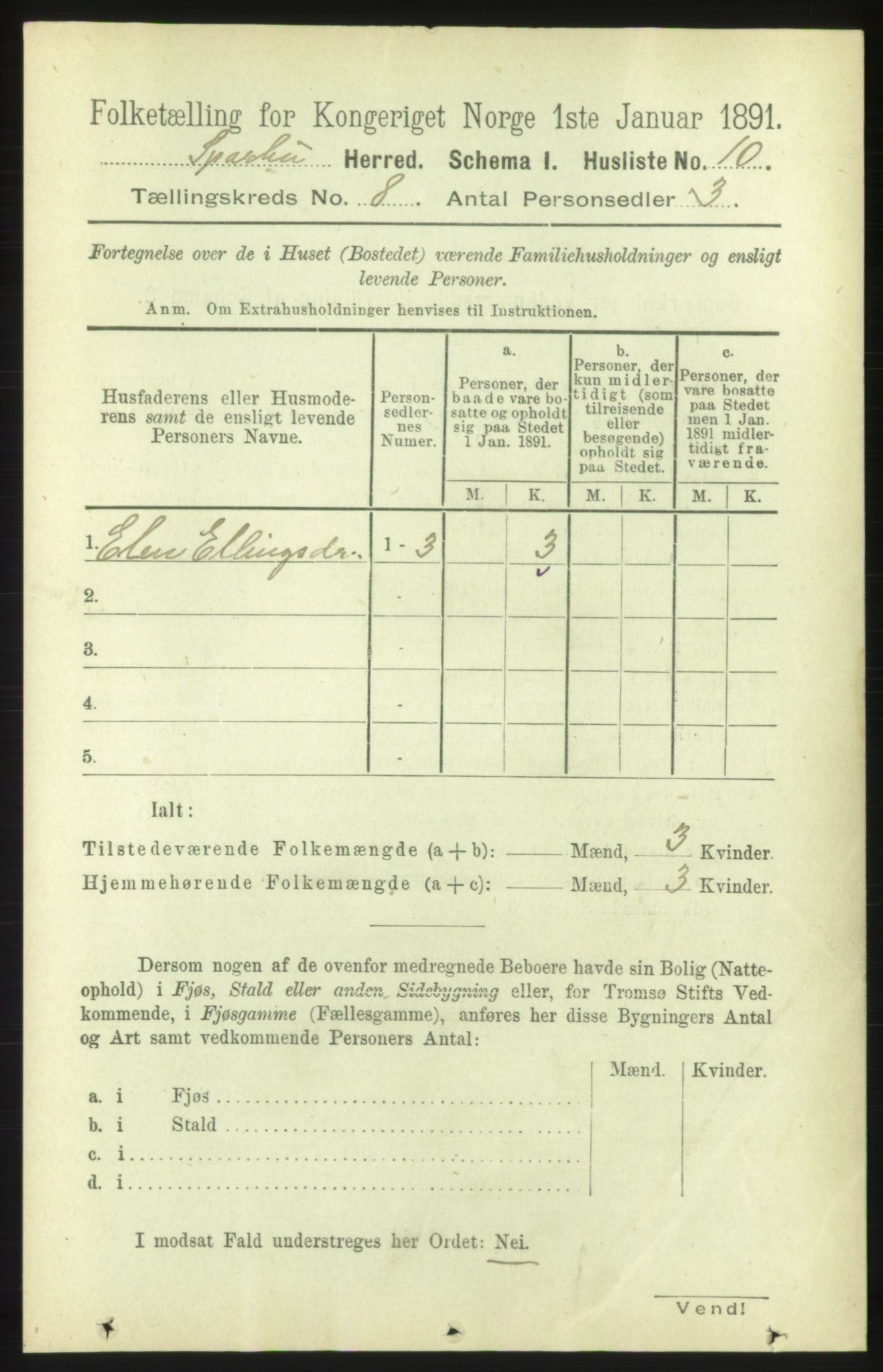 RA, 1891 census for 1731 Sparbu, 1891, p. 2770