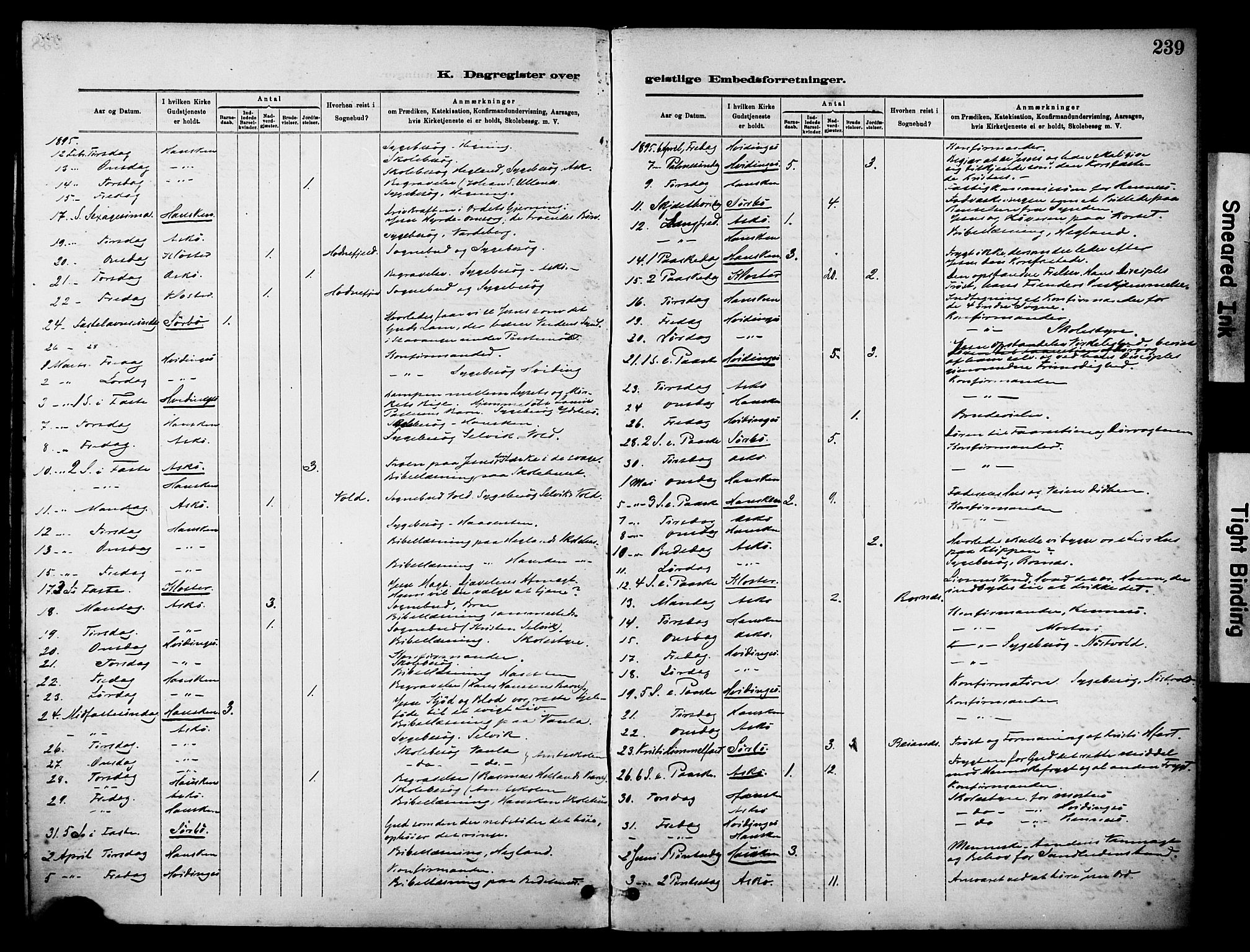 Rennesøy sokneprestkontor, SAST/A -101827/H/Ha/Haa/L0012: Parish register (official) no. A 13, 1885-1917, p. 239