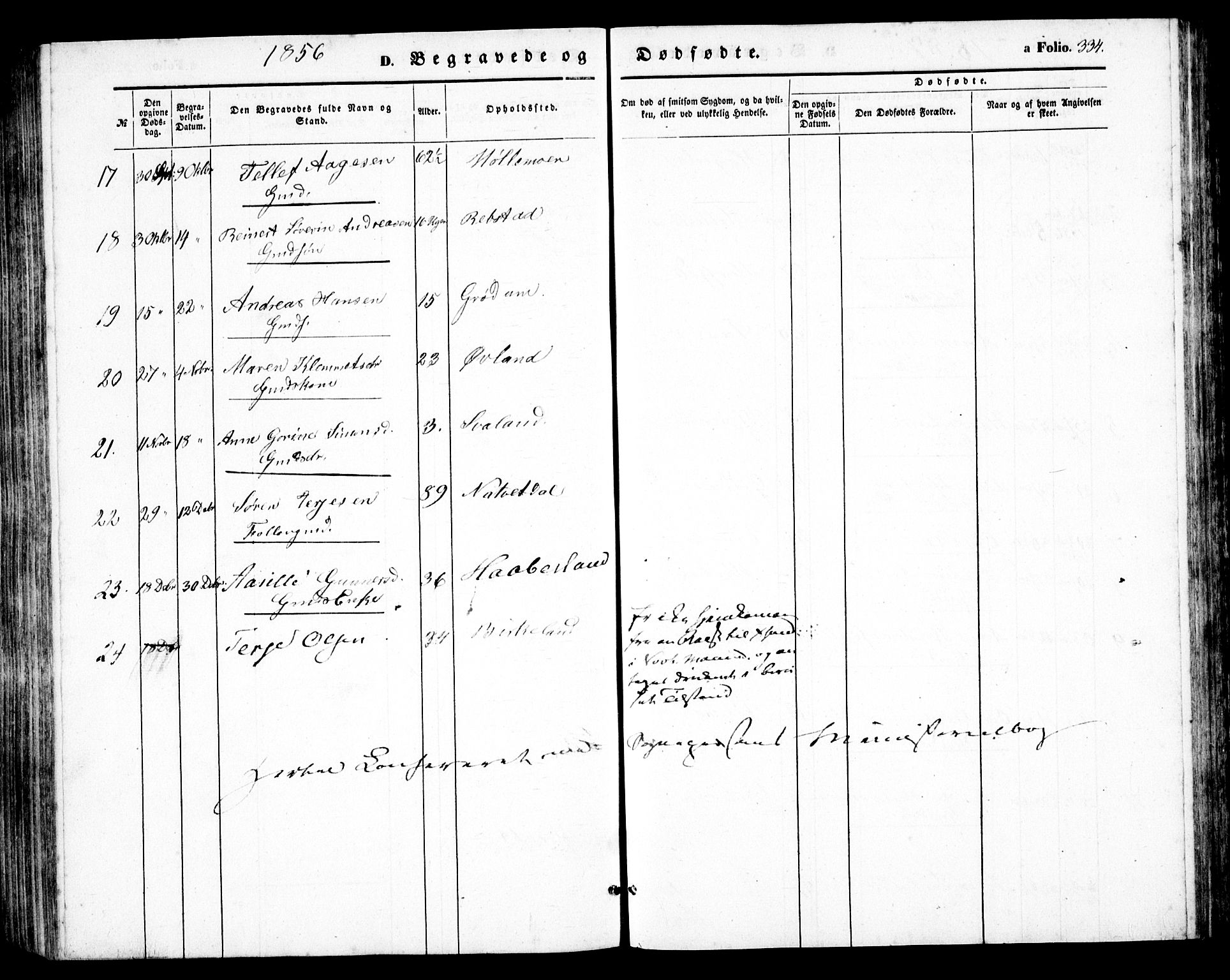 Birkenes sokneprestkontor, AV/SAK-1111-0004/F/Fb/L0002: Parish register (copy) no. B 2, 1849-1876, p. 334